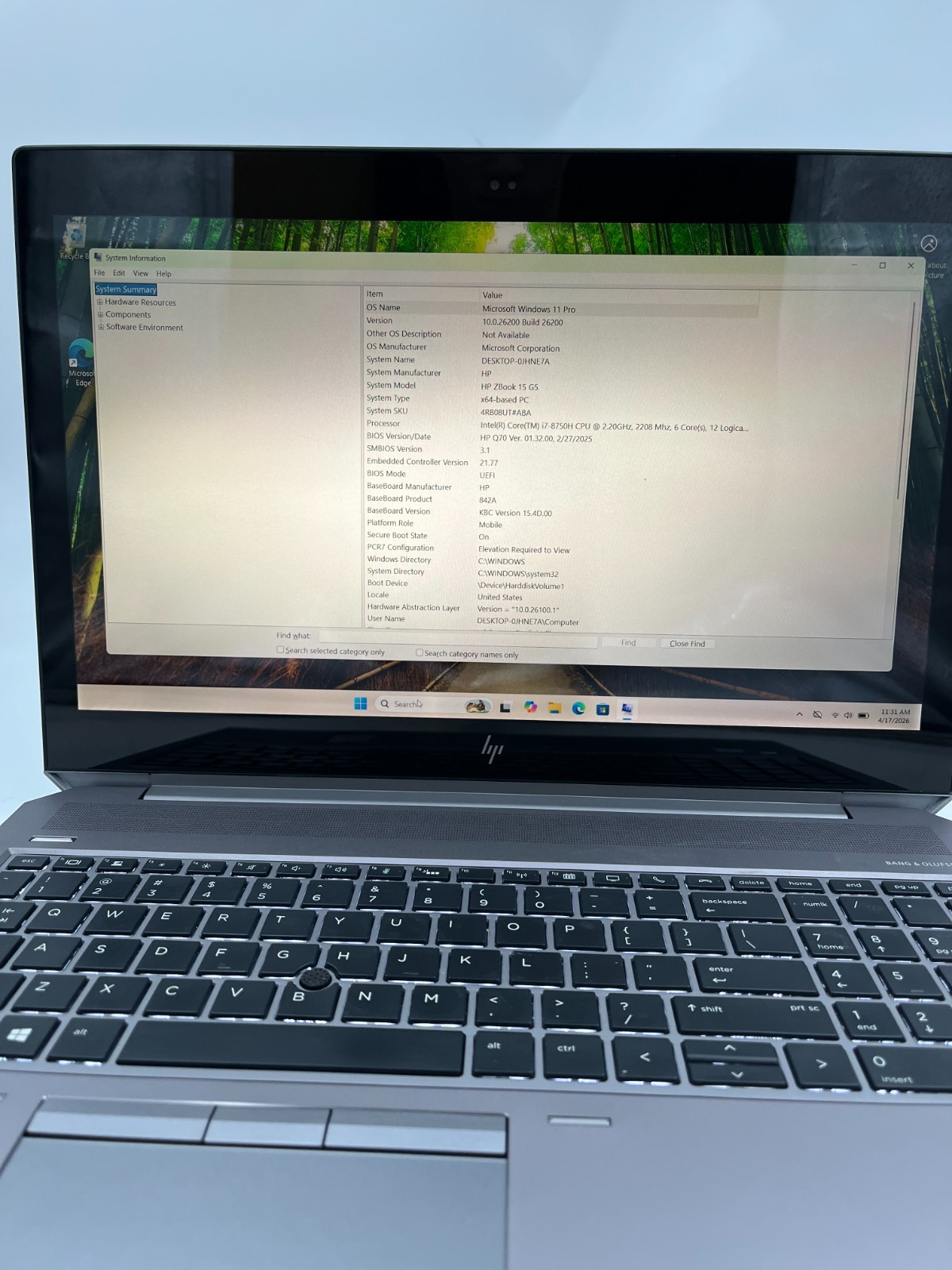 HP zBook 15 G5 i7-8750H 2.20GHz 16GB Ram 256GB SSD Win 11 Pro P1000