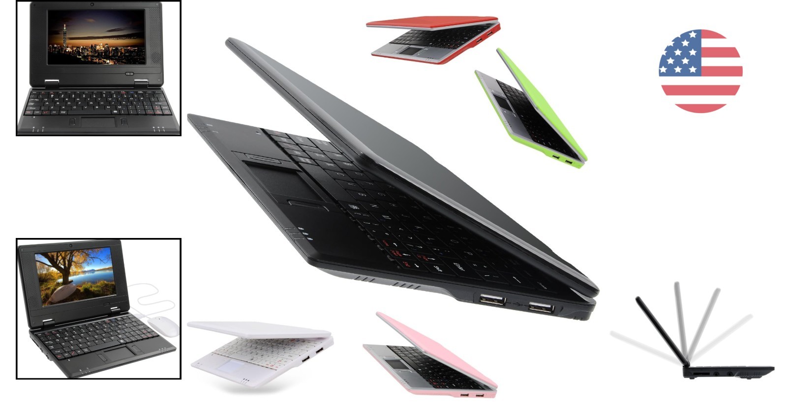 Compact 7-Inch Android 12 Laptop for Children – 32GB, WiFi, Built-In Webcam