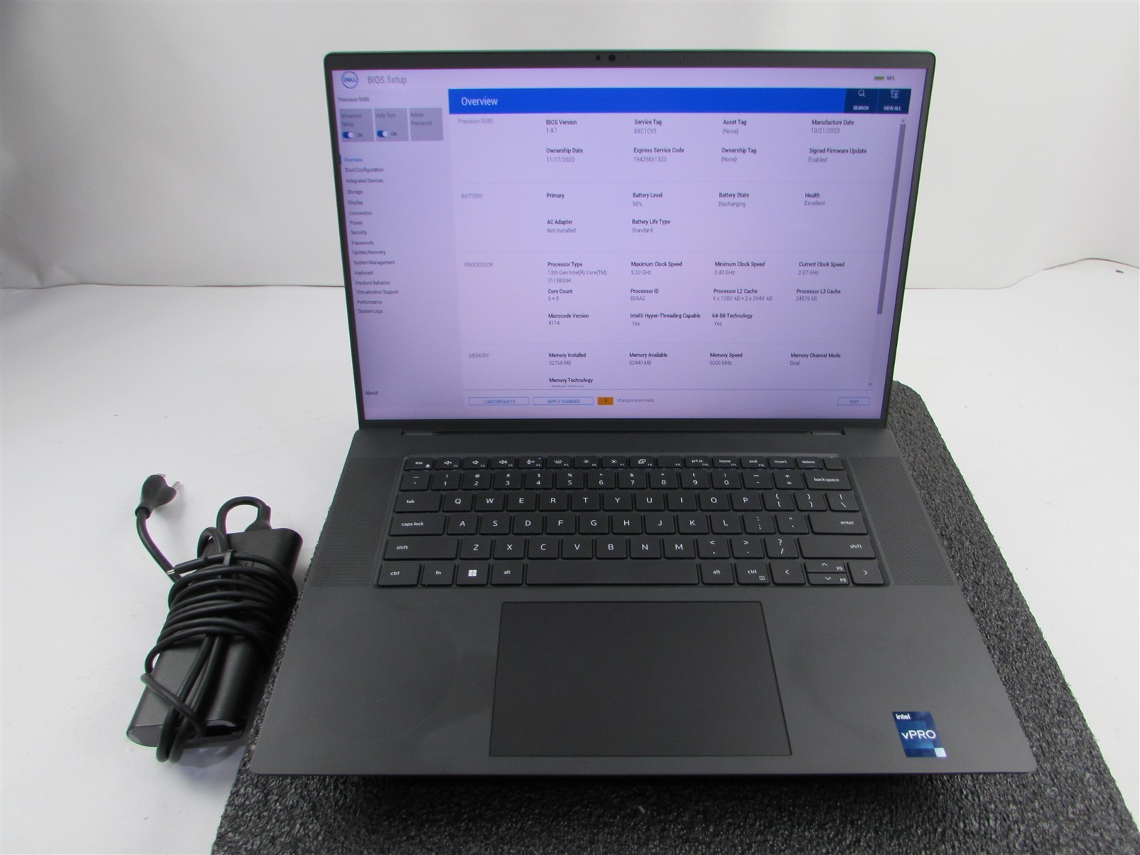 DELL PRECISION 5680 FHD I7-13800H 512GB SSD 32GB RAM WIN 11 PRO NVIDIA RTX A1000