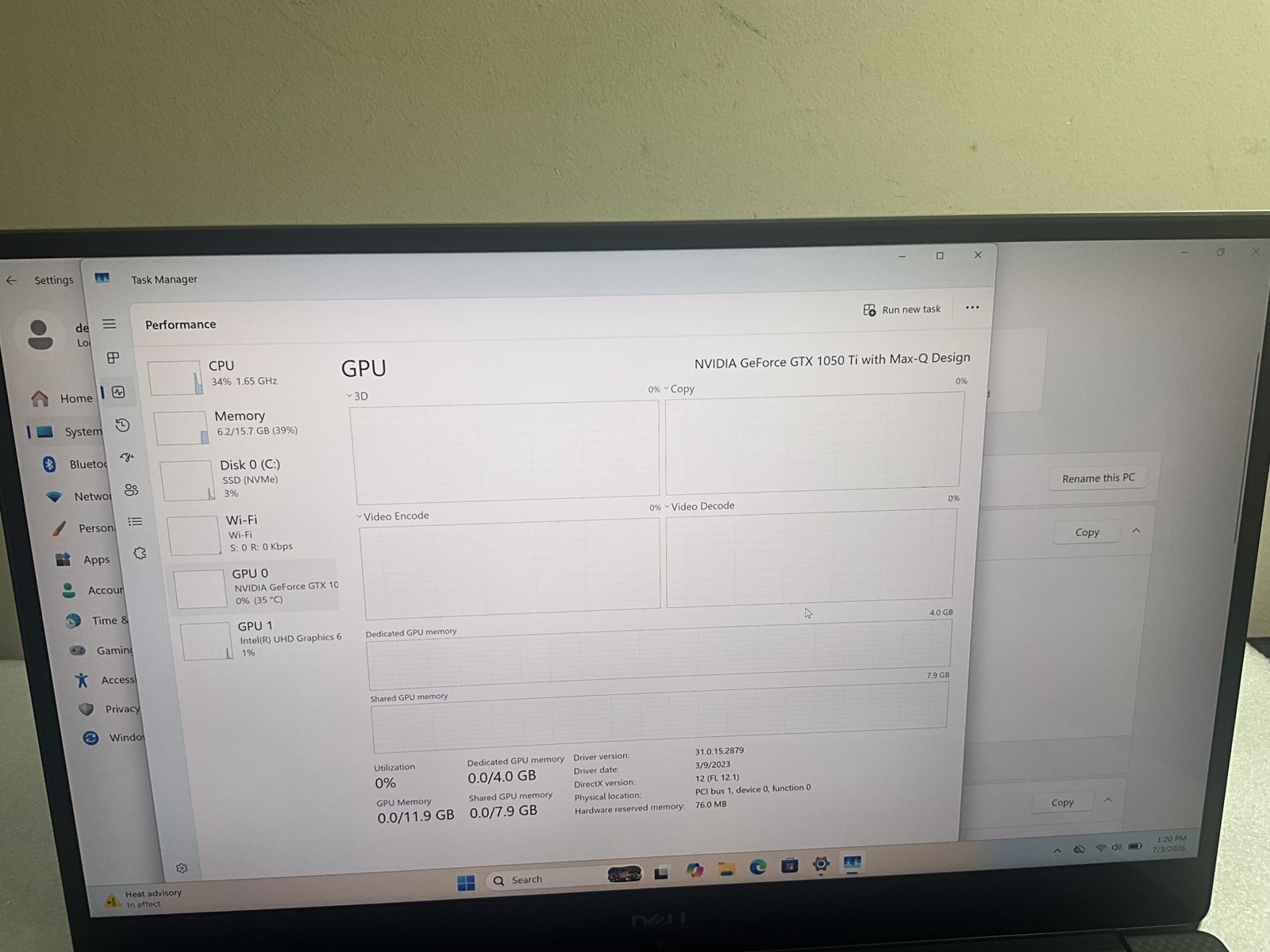 Dell XPS 15 9570 /TOUCH /i7-8750H CPU/16GB RAM/512GB SSD/GTX 1050TI/W11Home