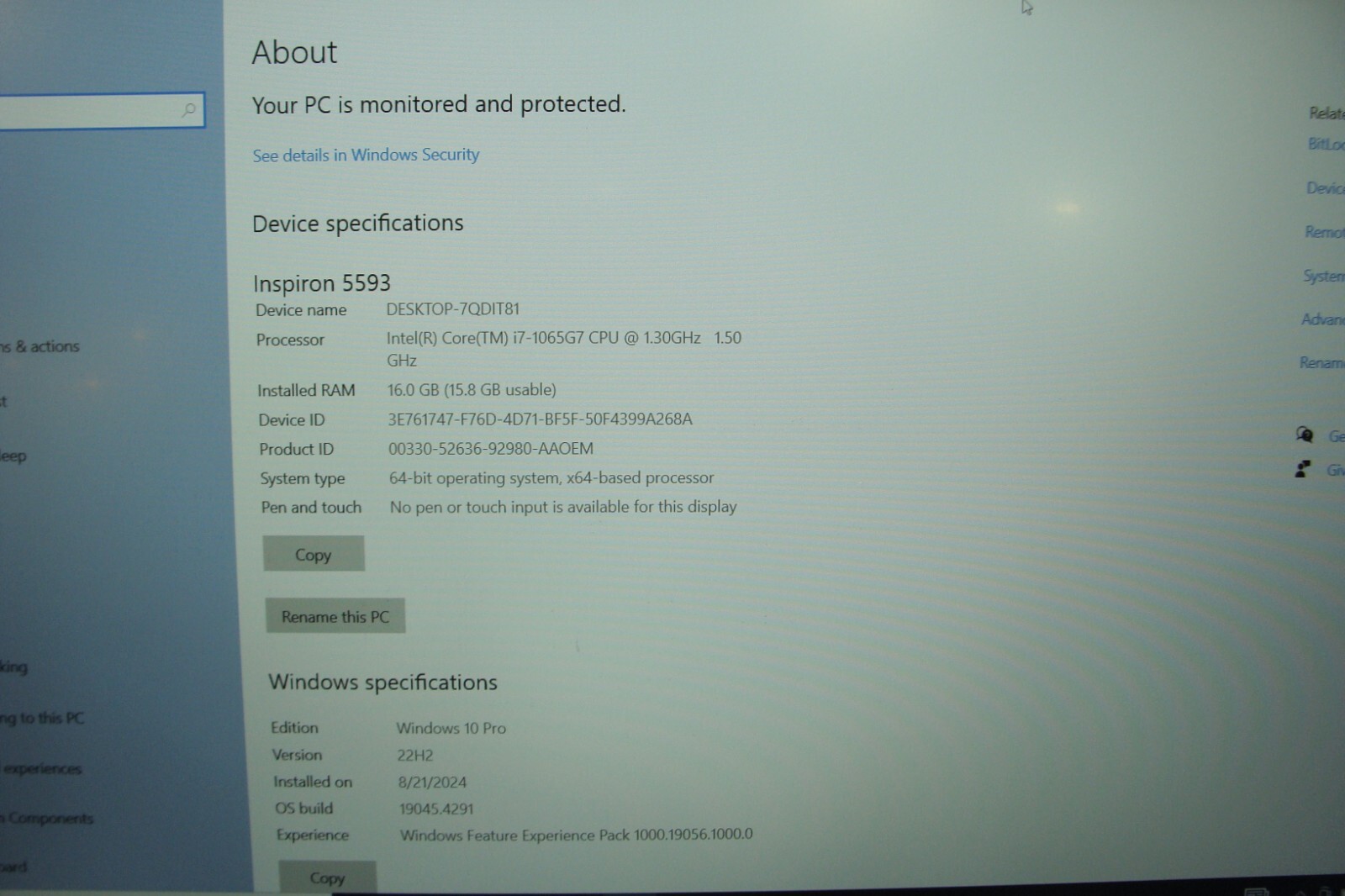DELL Inspiron 5593 15.6″ FHD Intel i7-1065G7 1.3GHZ 16GB RAM 512GB SSD +Charger