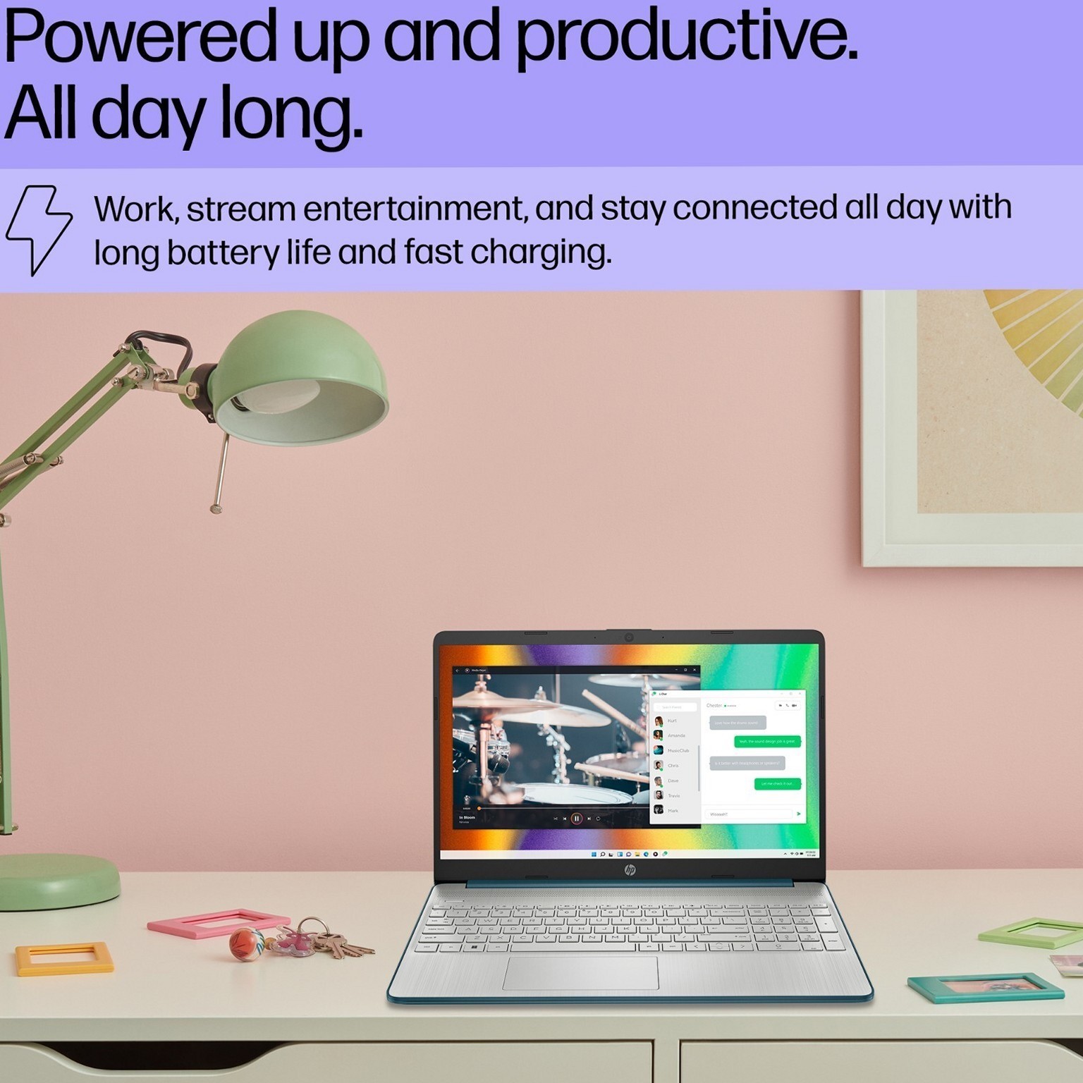 HP 15.6in Laptop Intel Pentium N5030 8GB RAM 256GB SSD Windows 11 Pro Spruce Blu