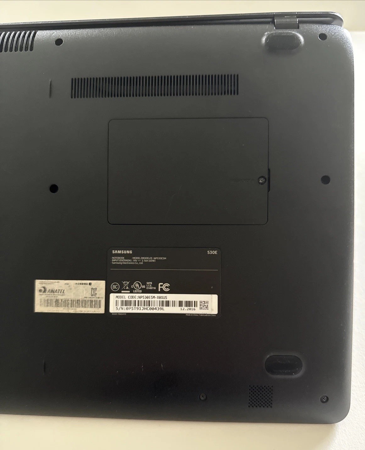 SAMSUNG NP530E5M X01US | INTEL CORE I5-7200U 2.50GHZ No Ram No HDD No Adapter