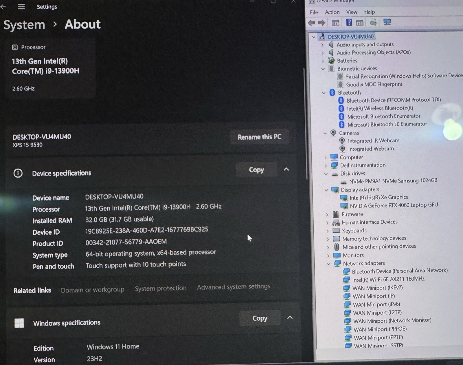 Dell XPS 15 9530 16″ Touch I9-13900H 1TB SSD 32GB RAM RTX 4060 MINT CONDITION