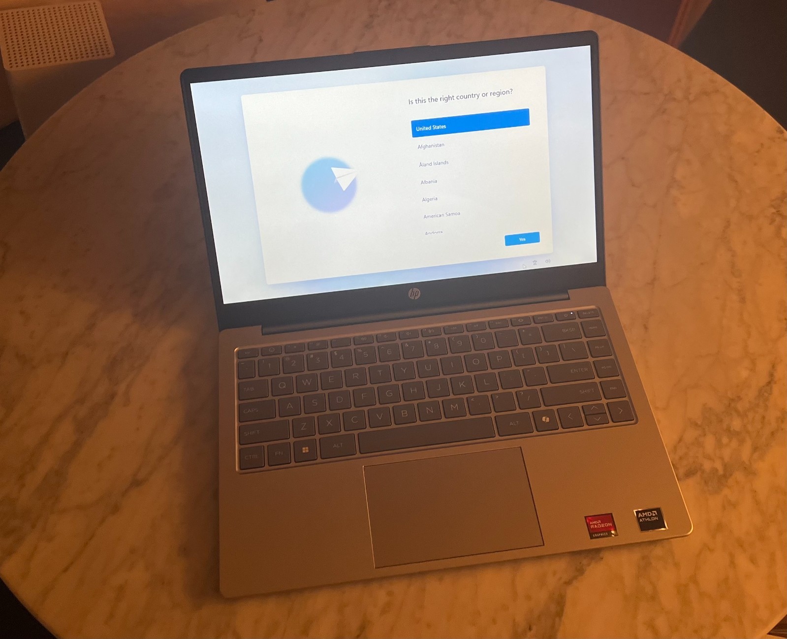 Silver/Blue HP 14-Inch Laptop | AMD Athlon Silver 7120U | 256GB SSD | 4GB RAM