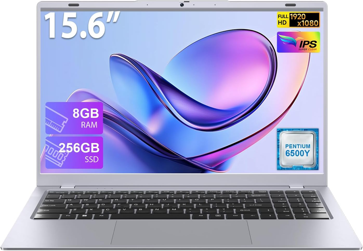 15.6 Inch Laptop Computer, Pentium 6500Y Processor (Up to 3.4GHz), 8GB RAM 256GB