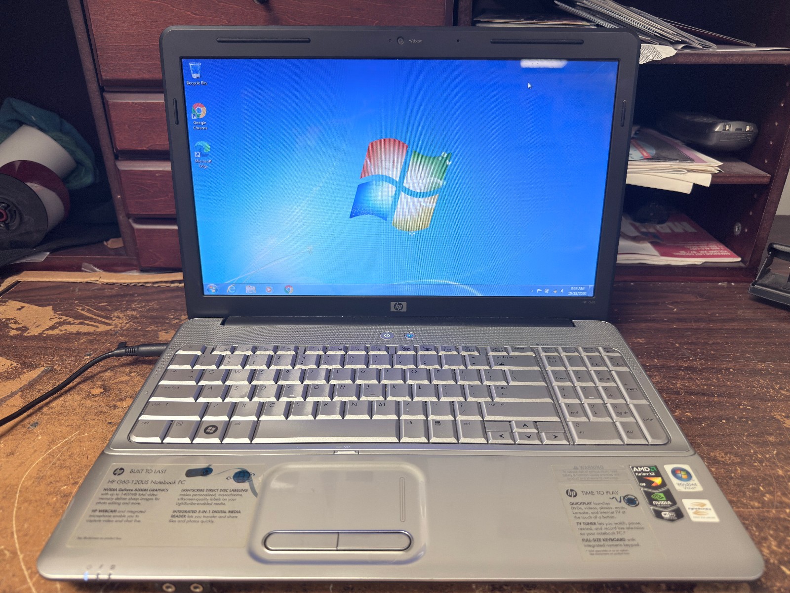 HP G60 120US Laptop | 2.0 GHZ AMD Turion Duel Core | 3GB RAM | 220 GB HDD