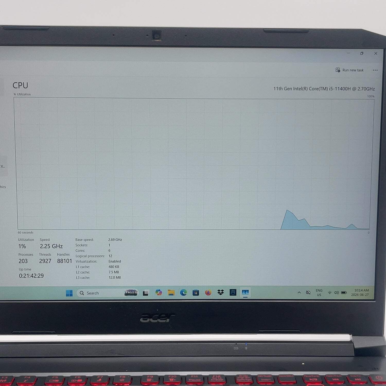 Acer Nitro 5 AN515‑57 15.6″ i5-11400H 2.7GHz 8GB RAM 512GB SSD GeForce RTX 3050