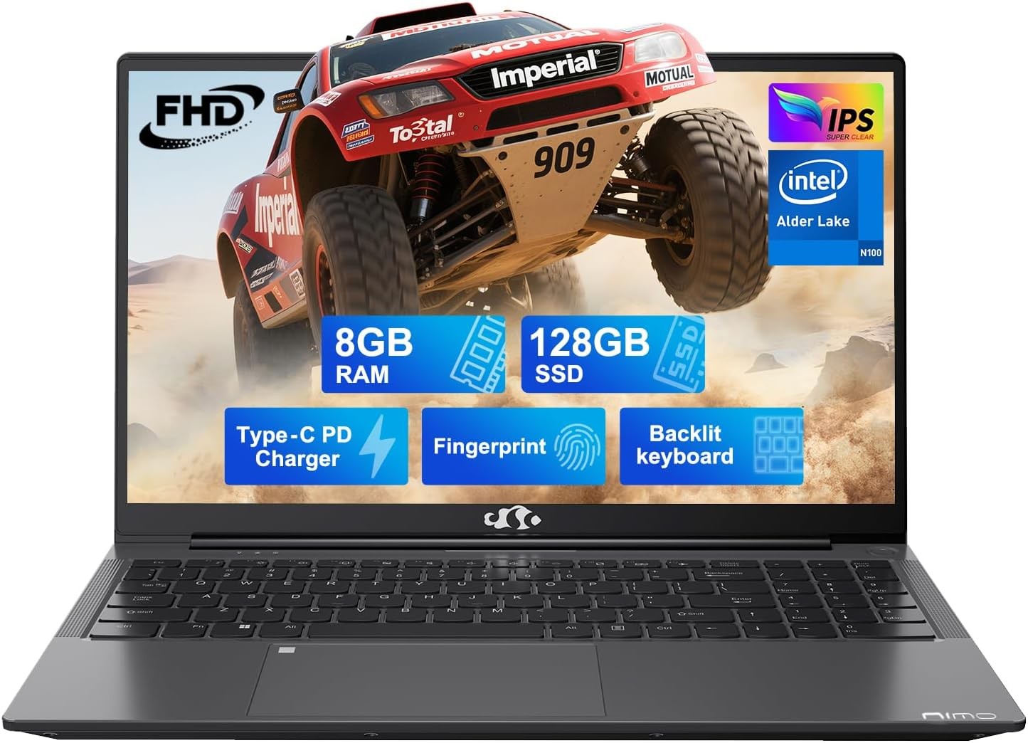 NIMO 15.6” FHD Laptop 8GB RAM 128GB SSD Intel Pentium Quad-Core N100 Processor