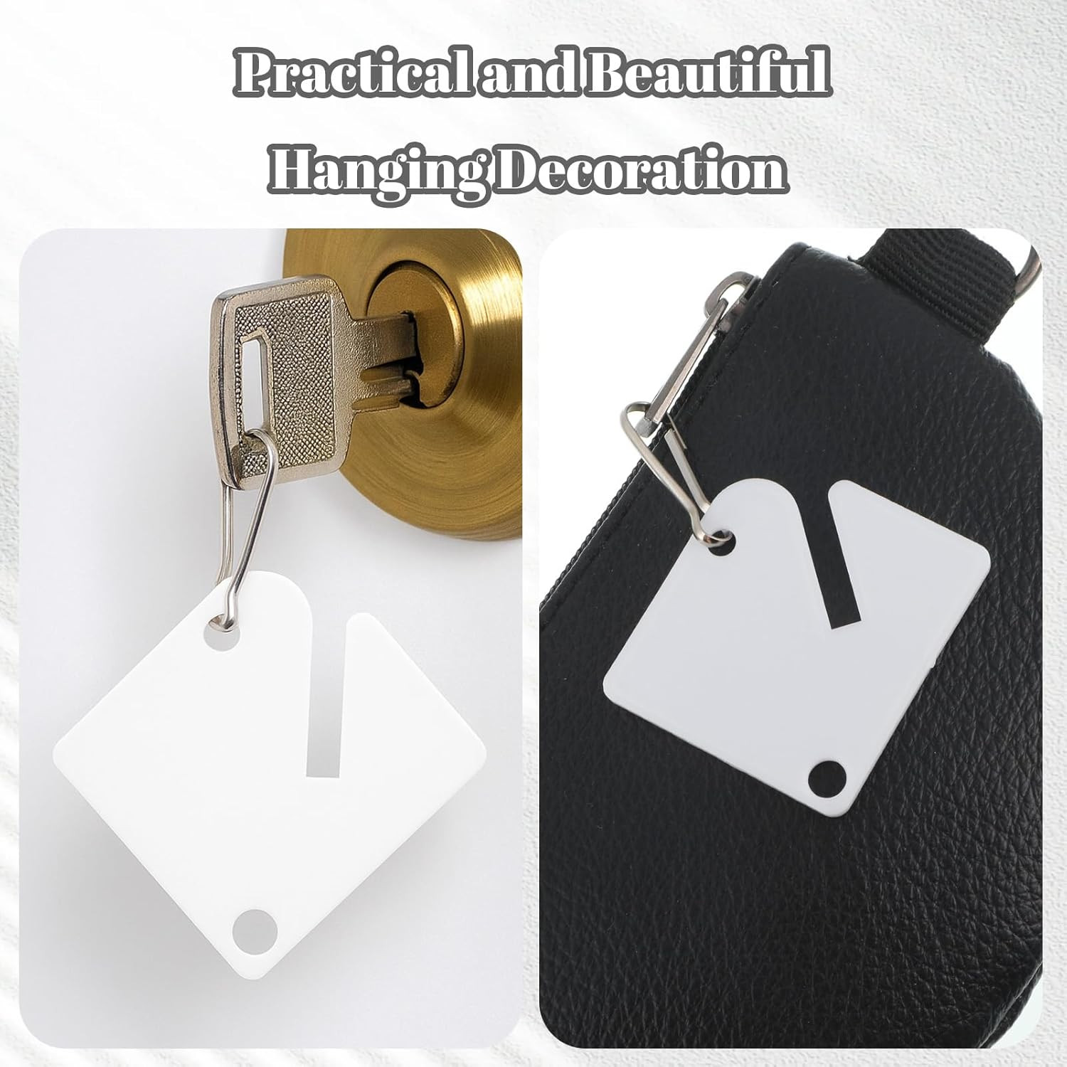 50 PCS Key Tags Slotted Key Tags with Metal Snap Hooks 1.57 X 1.46 Inch for Boxe