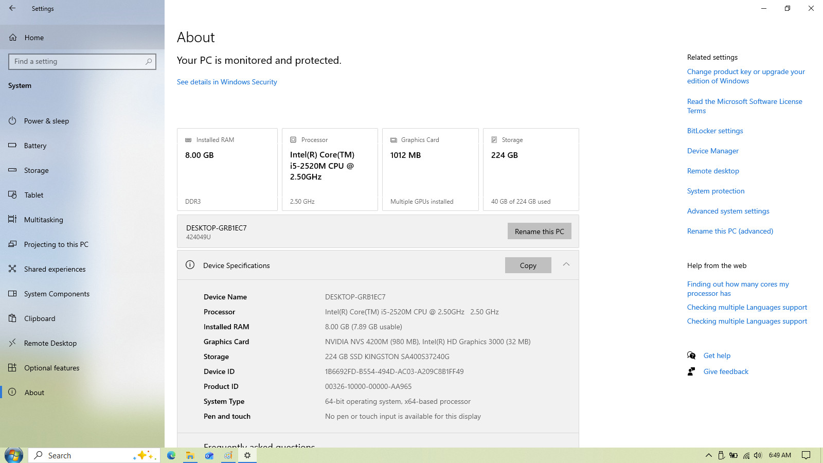 ThinkPad T520 15.6″ Intel Core i5 8GB RAM 240GB SSD Windows 10