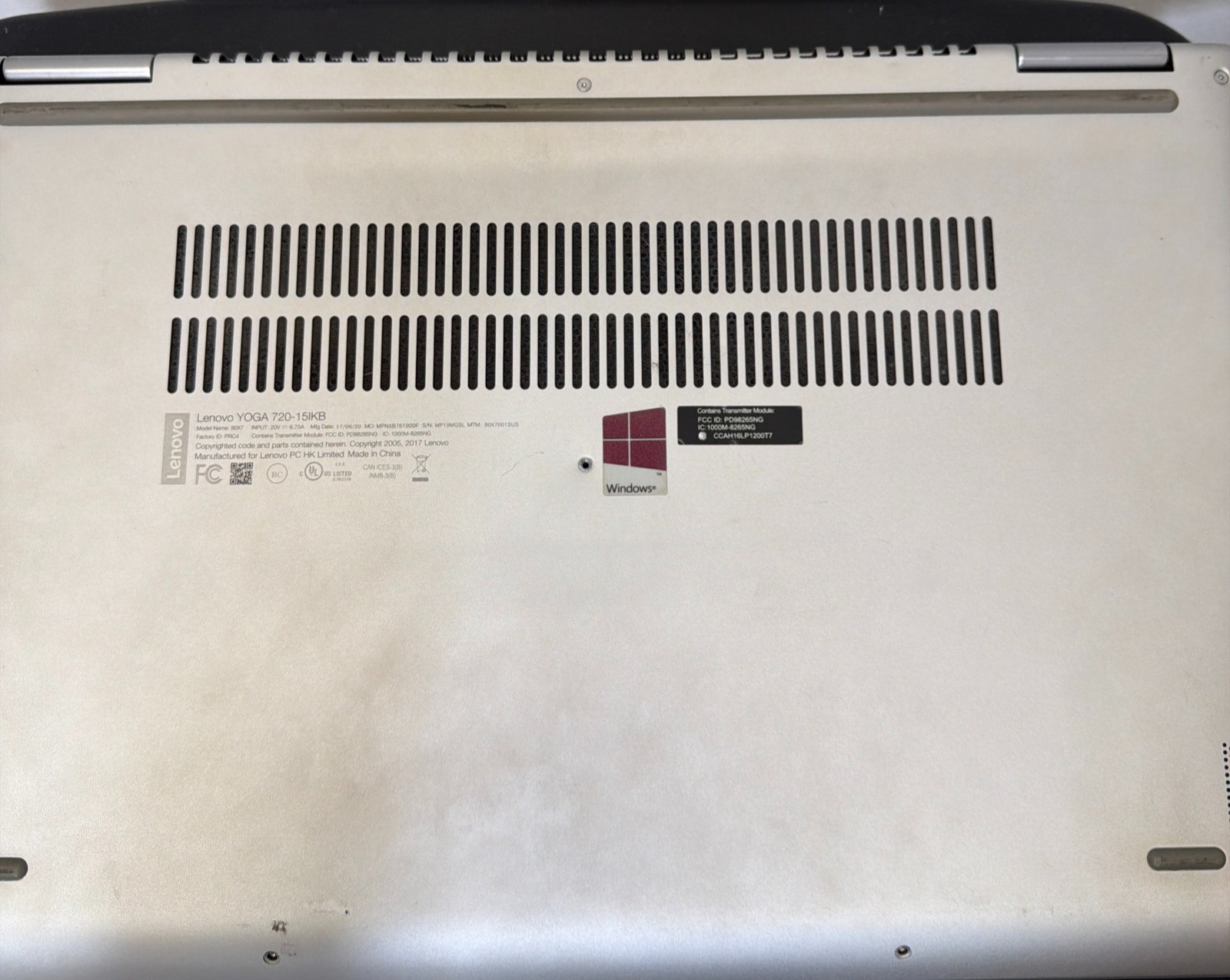 Lenovo Yoga 720-15IKB i7 7700HQ 16GB RAM 256G Win FOR PARTS