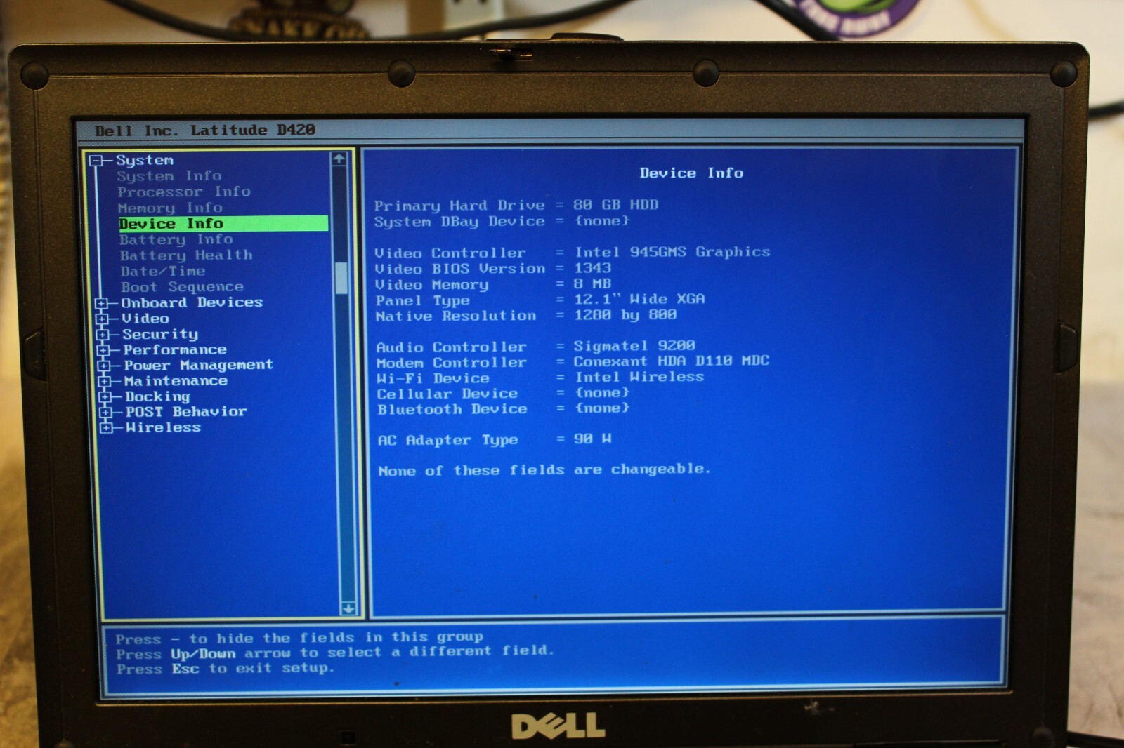 Dell Latitude D420 For Parts Booted 80GB HDD Wiped 1GB Ram Core Duo@1.20GHz CPU