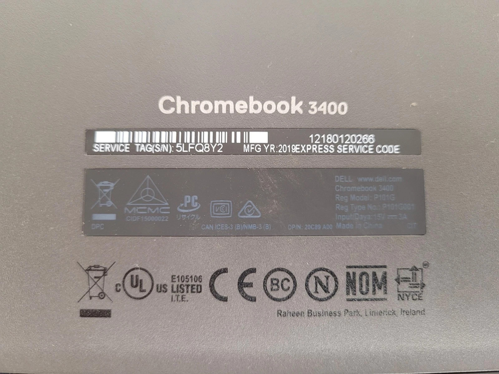 Dell Chromebook 3400 14″ N4000 4GB Ram 32GB eMMc **Good Screen ONLY**