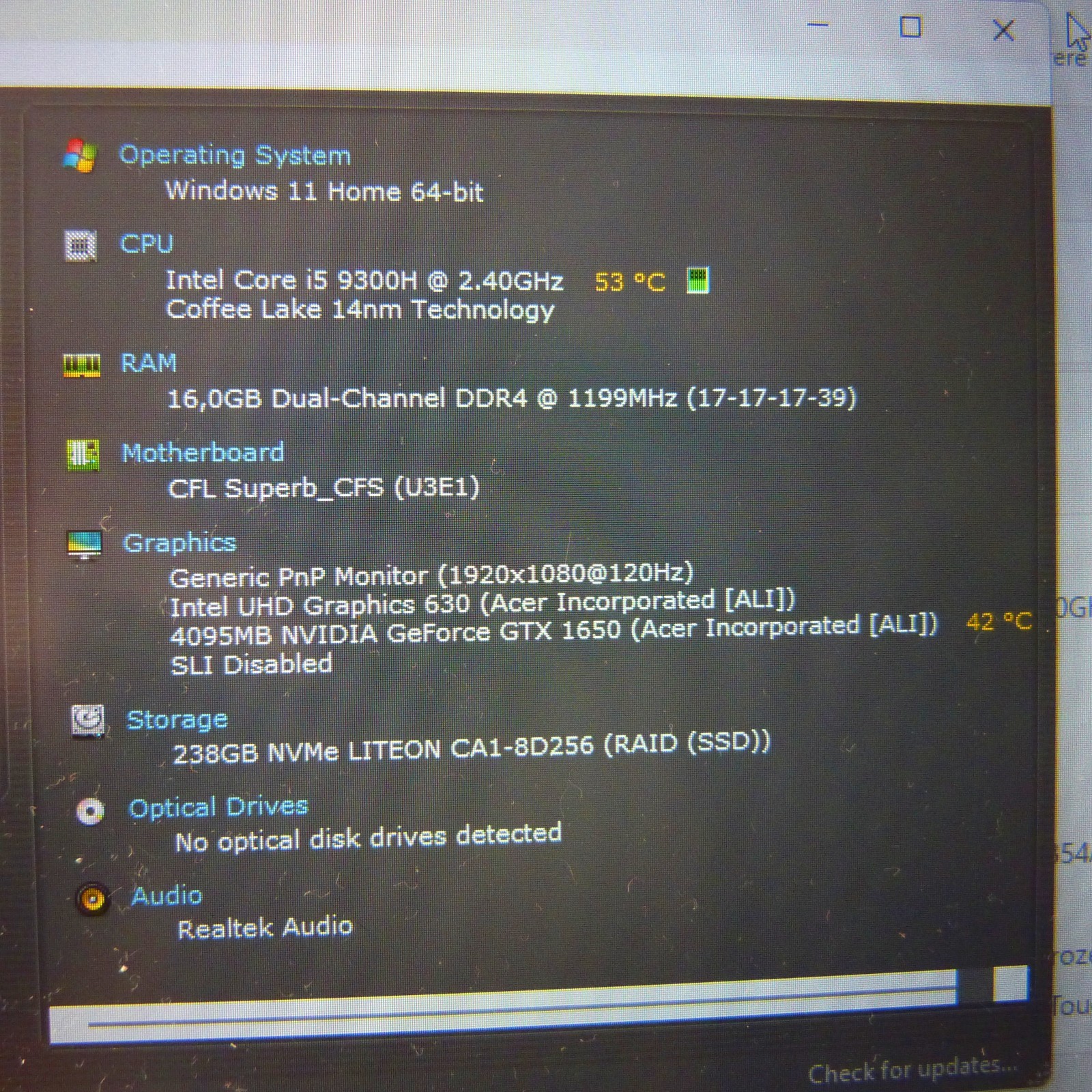 XL LOT Acer AN517 NITRO 17″ 120Hz GAMING GTX l SSD Windows 11 I 9Gen Core i5