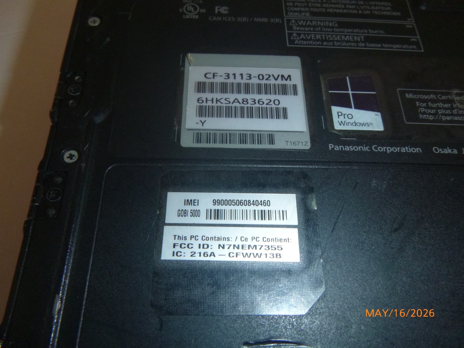 Panasonic Toughbook i7 5600M 2.6GHz 8GB 275GB – Win 11 Pro -MK5 – CF-3113-02VM