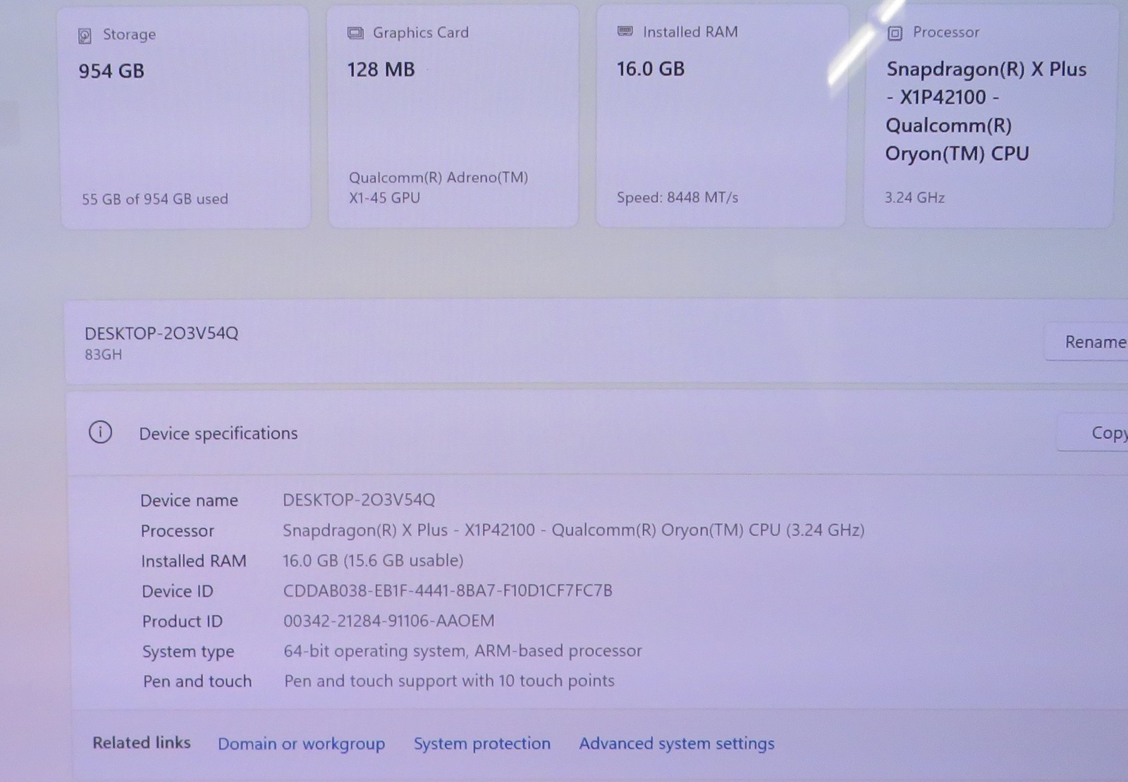 Lenovo laptop 14Q8X9 Snapdragon X Plus 8 16GB 1TB Win11