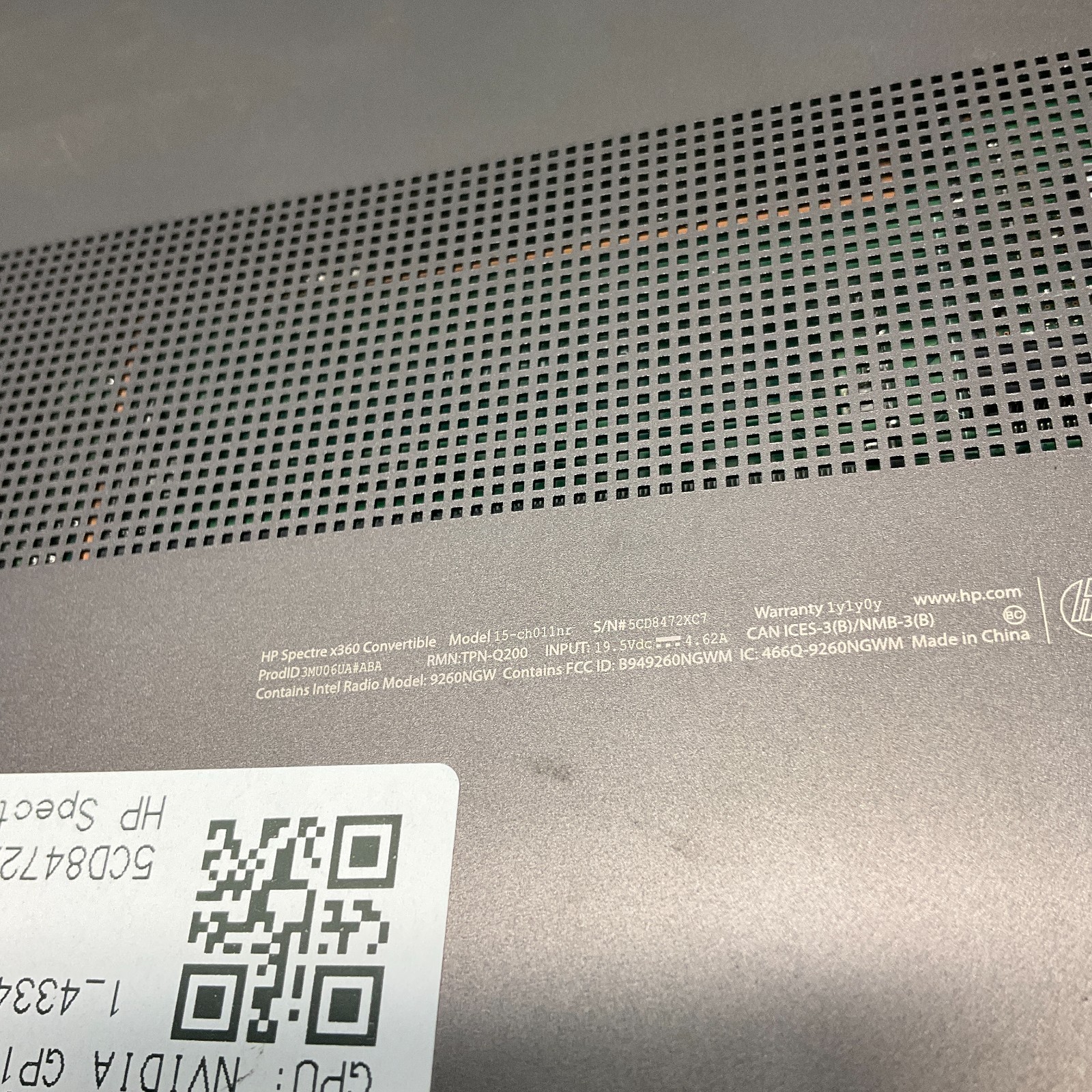 HP Spectre x360 15t-CH000 Laptop i7-8550U 8GB 256GB SSD Windows 11 Pro NO BATT