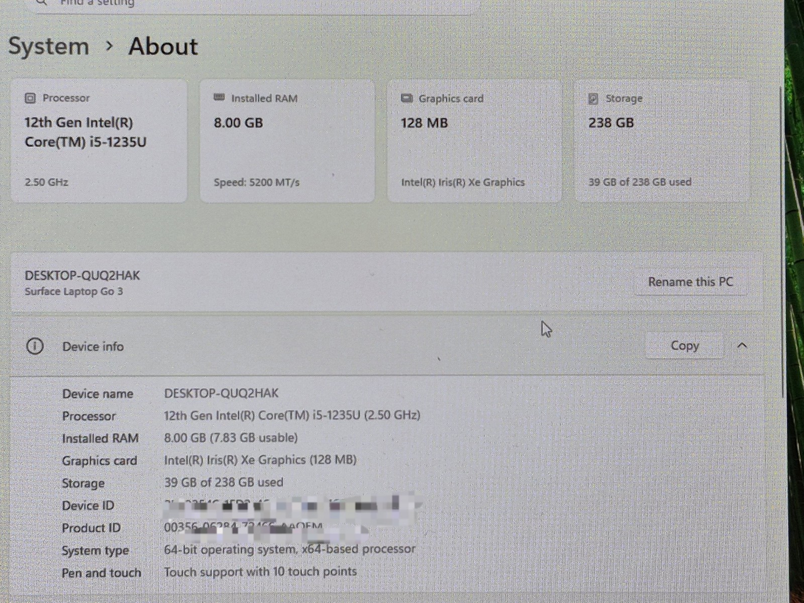 Microsoft Surface Laptop Go 3 12.4″ 8GB RAM – 256GB SSD Sage Cycle 101