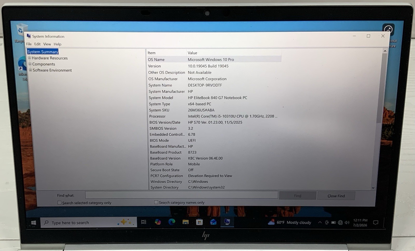 HP EliteBook 840 G7 14″ Intel i5-10310U 16GB DDR4 512GB NVMe | Windows 10 Pro