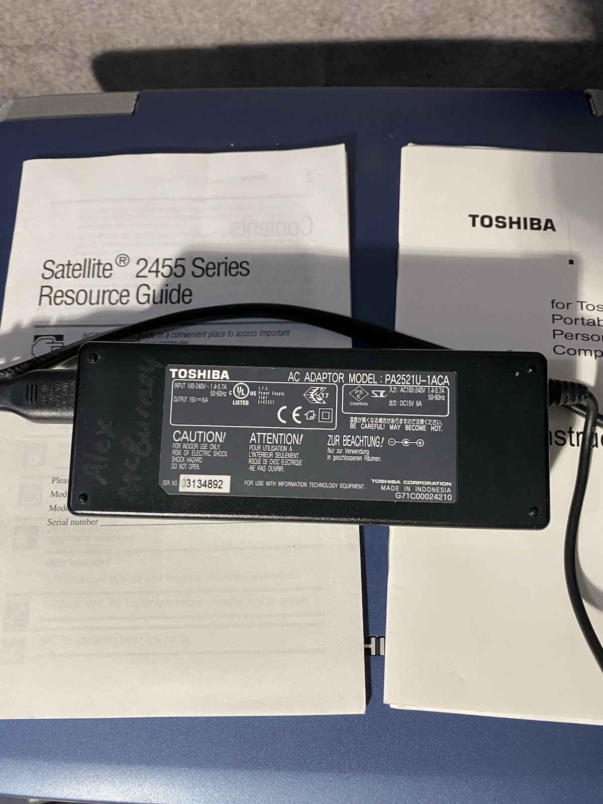 Toshiba Satellite 2455-S305 Retro Laptop Bundle POWERS ON – No HDD Manuals CD