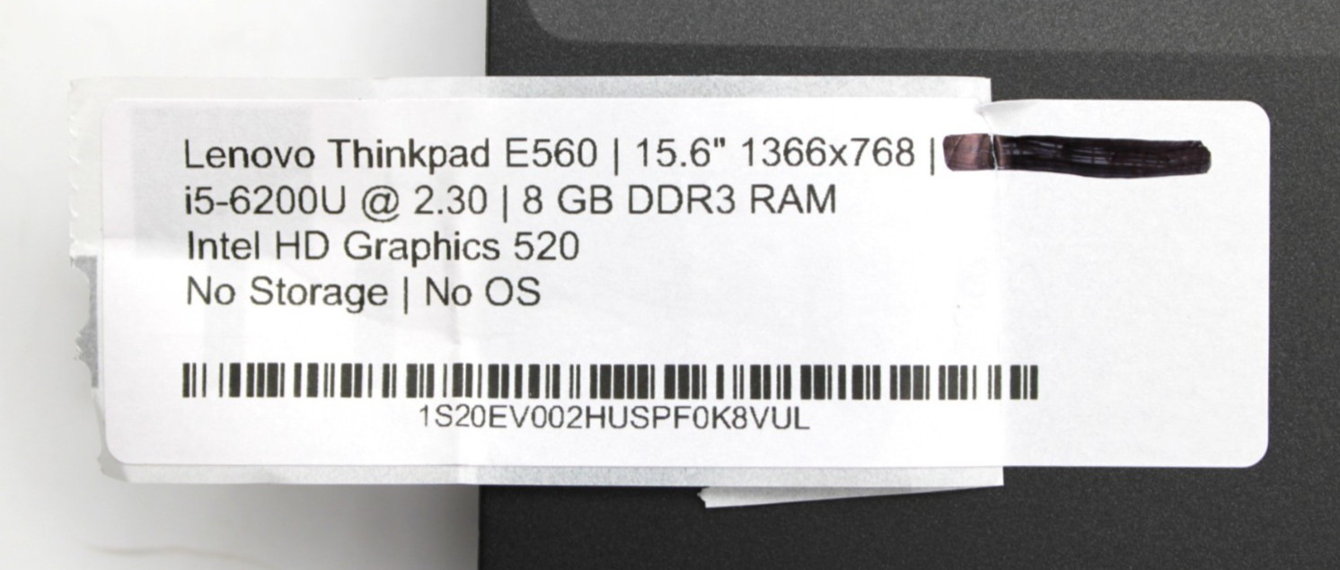 Lenovo Thinkpad E560 i5-6200U@2.3GHz 8GB DDR3 NO STORAGE OR OS *USED/TESTED*