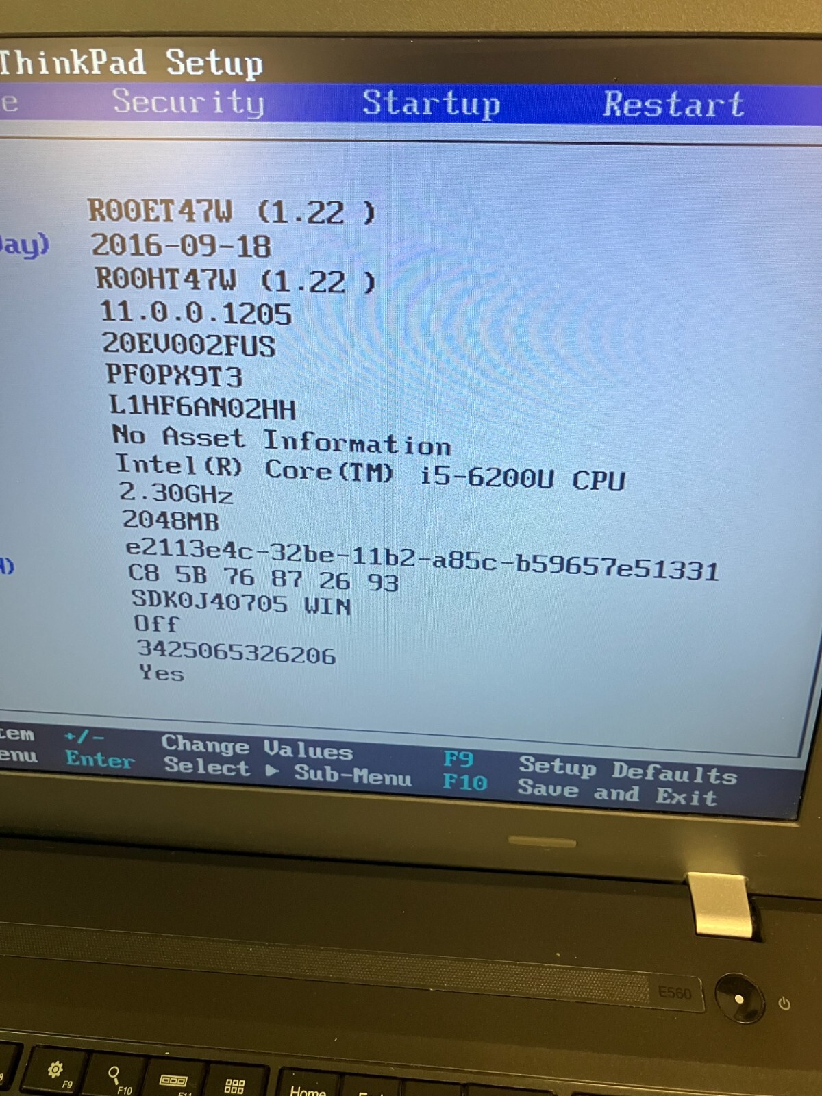 Lenovo ThinkPad E560 15″ Intel Core i5-6200U 2GB RAM NO HD FOR PARTS