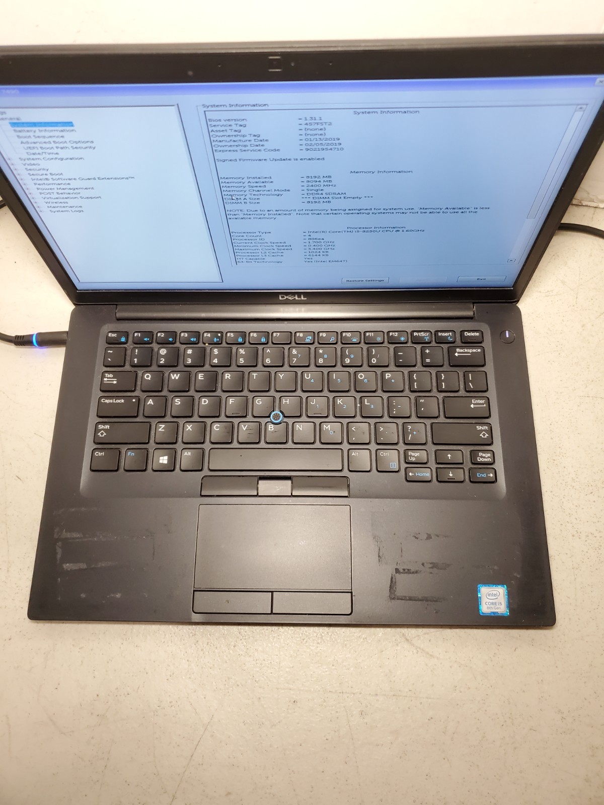 Dell Latitude 7490 14″ i5-8250U 1.60GHz 8GB RAM No SSD/OS/BATTERY! READ! #69