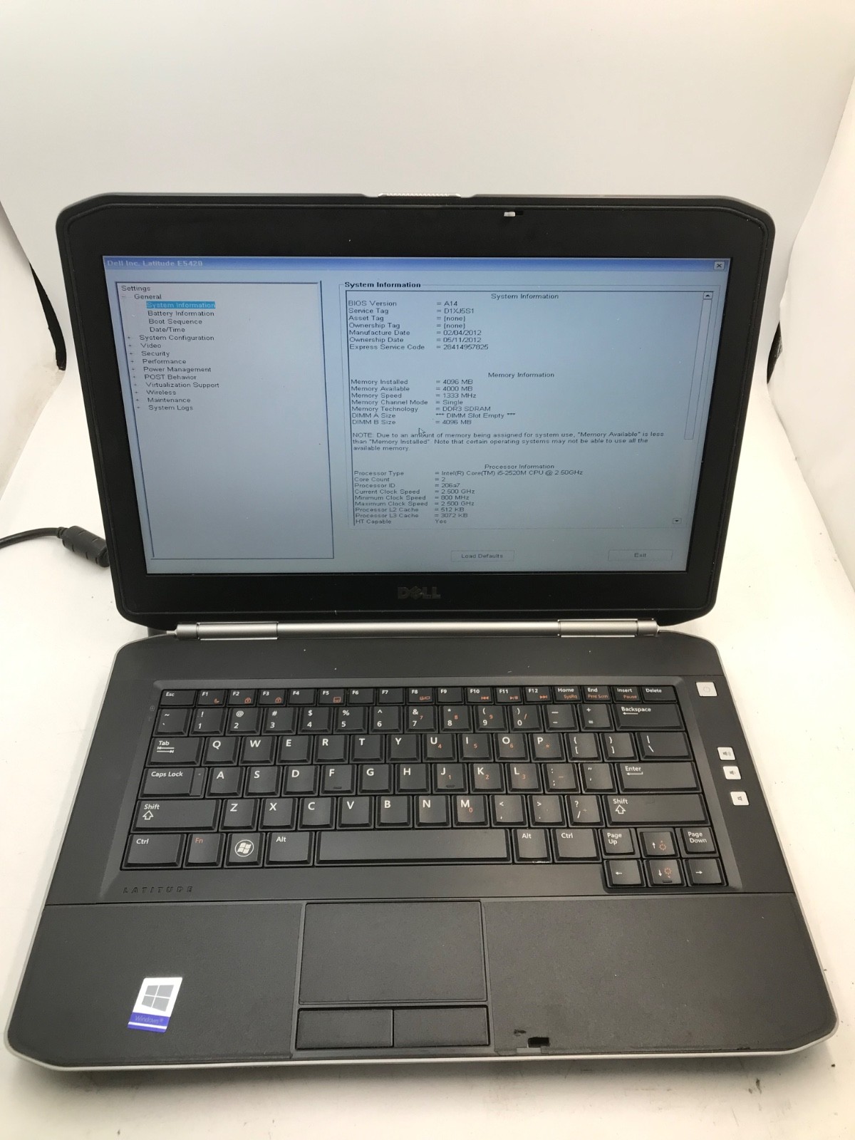 Dell Latitude E5420 Intel Core i5-2520M 14″ -BOOTS BIOS/MISSING PARTS-MZ