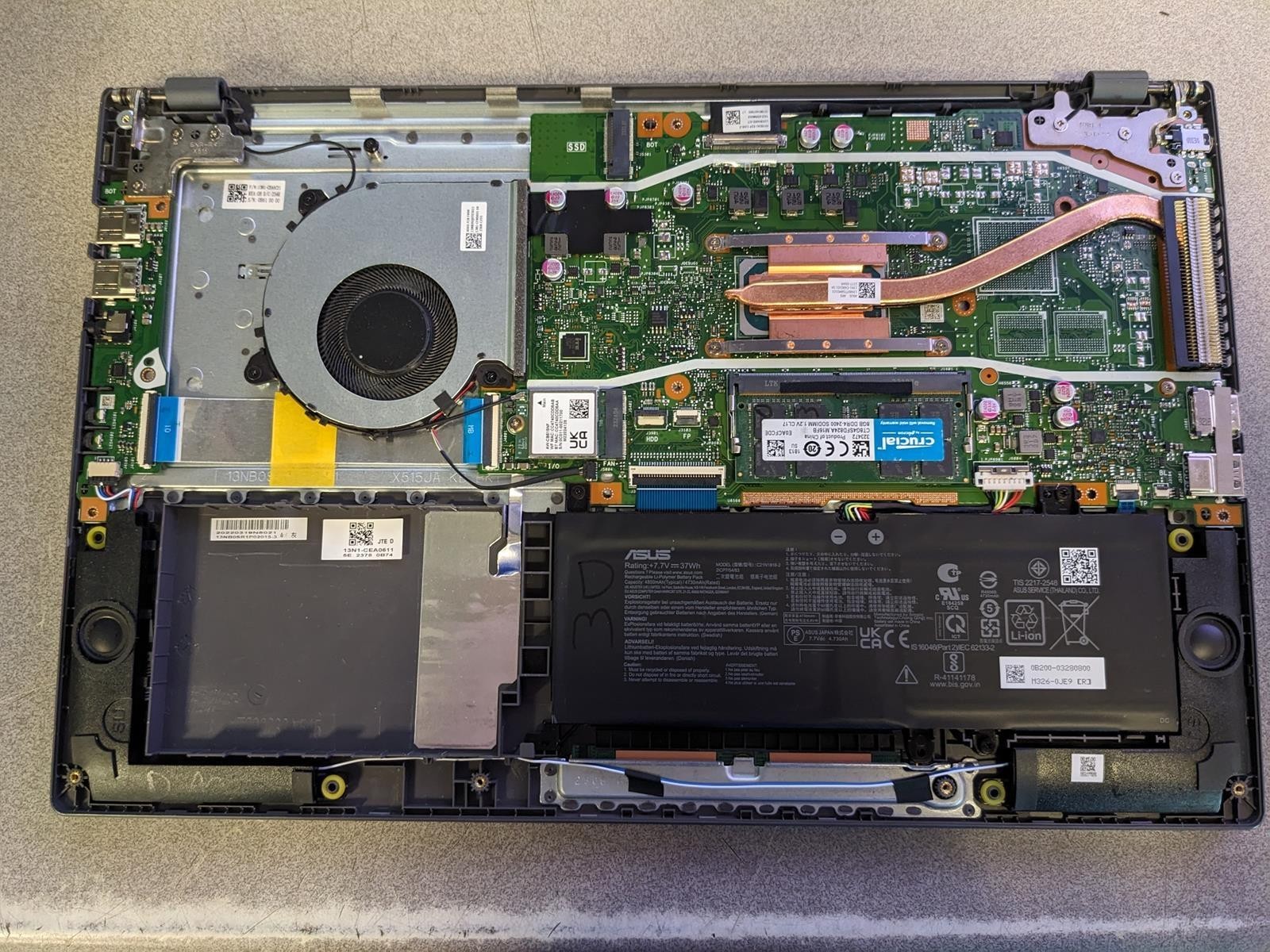 ASUS VIVOBOOK X515E i5-1135G7 @ 2.40GHz, 12GB RAM, NO HDD/OS – (FOR PARTS)