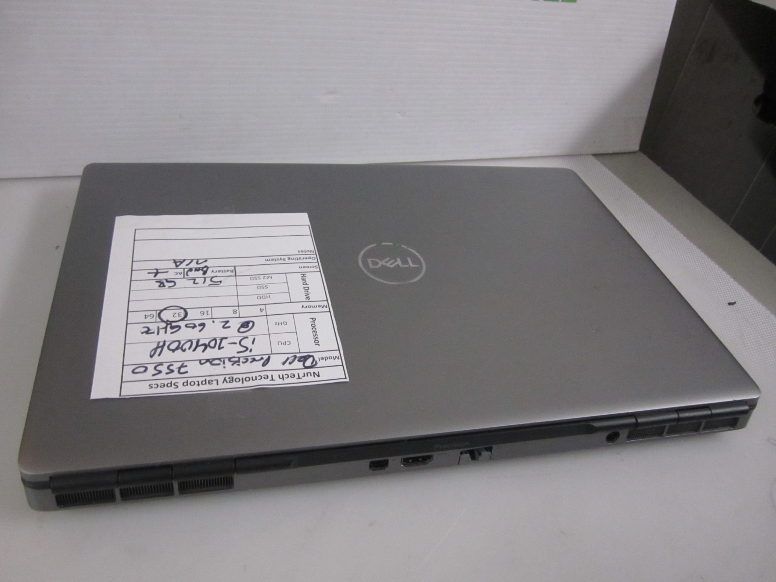 Dell Precision 7550 i5-10400H 2.60GHz 32GB 512GB M2SSD Laptop NO OS + AC READ_