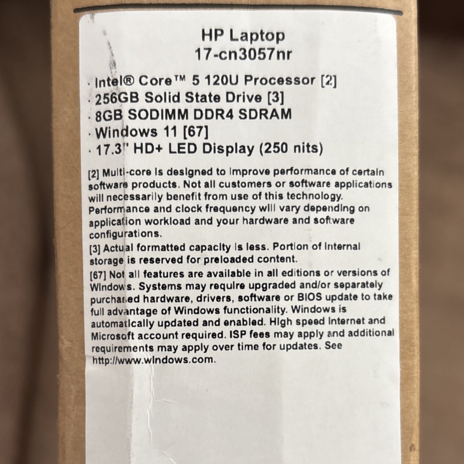 BRAND NEW – 17” HP Notebook Laptop in Box, never used