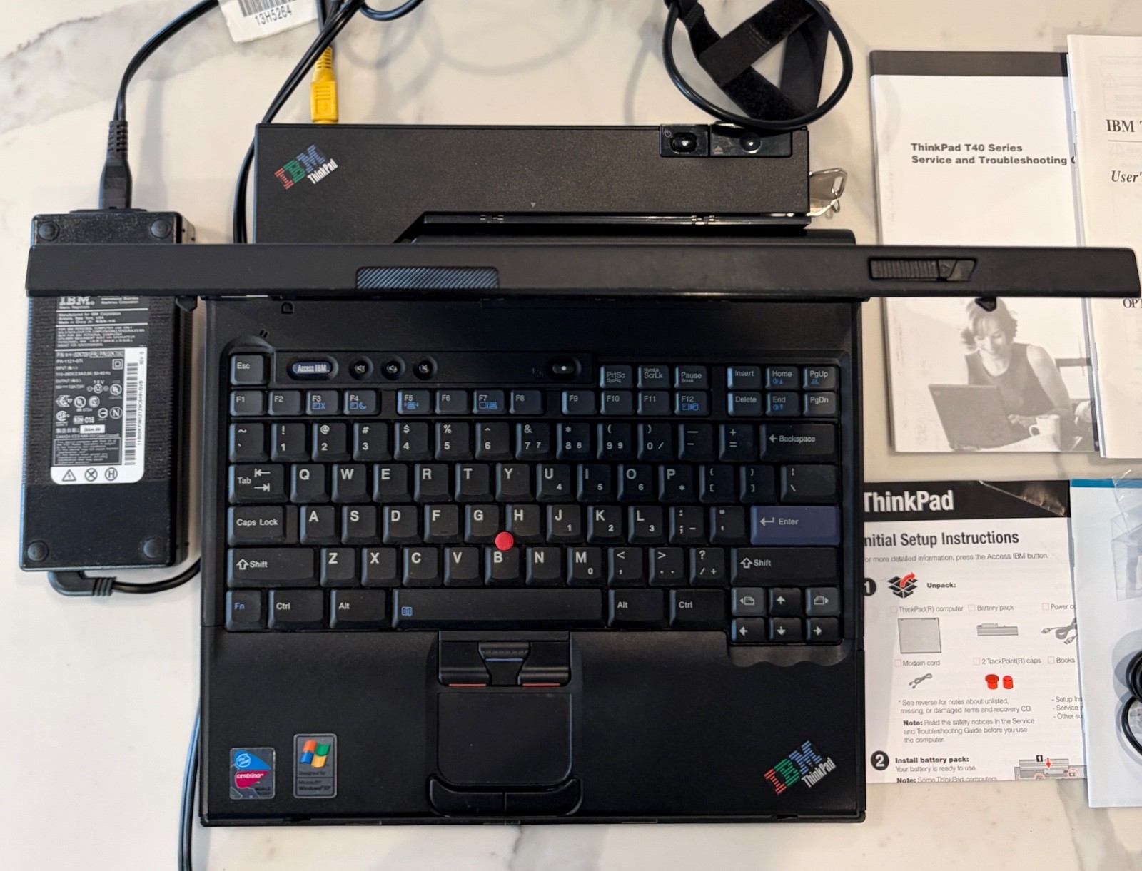 Vintage IBM Thinkpad T41 14” 1.5GB RAM 120GB SSD Win XP + Docking Station