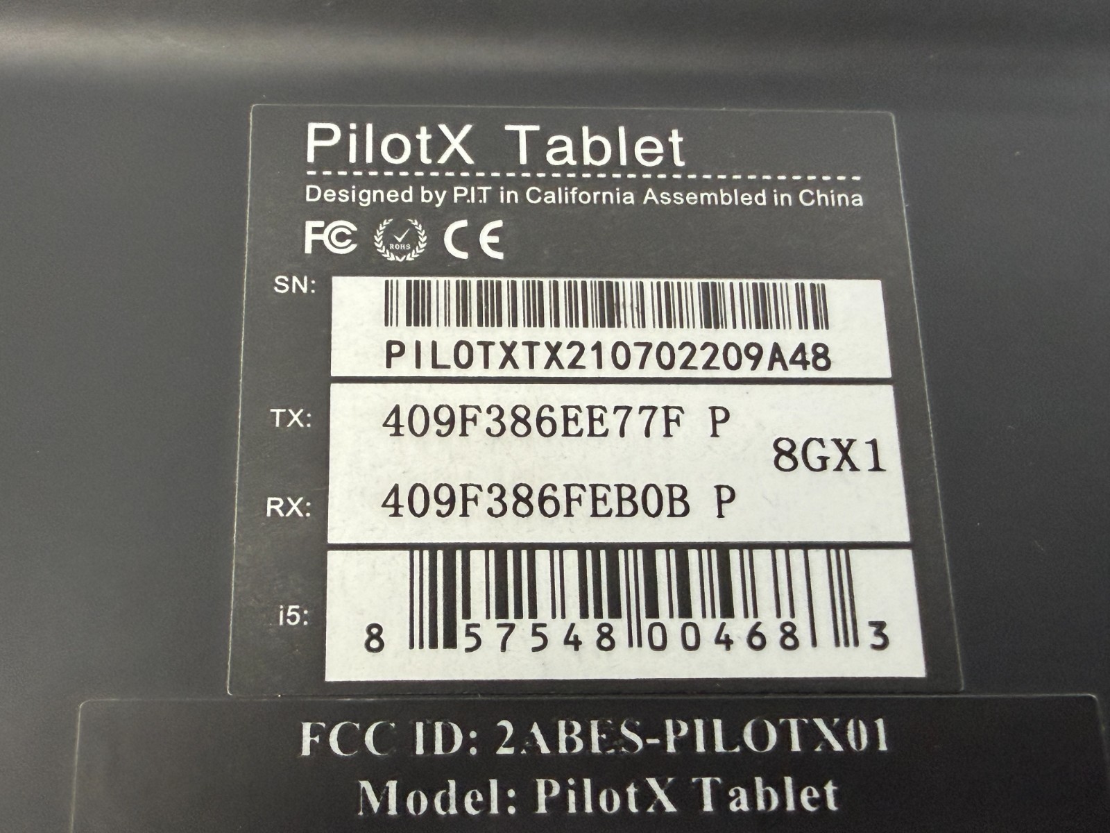 HoverCam PilotX 13.3″ Tablet i5-7Y54 8GB RAM 256GB SSD Win10 Pro w/AC
