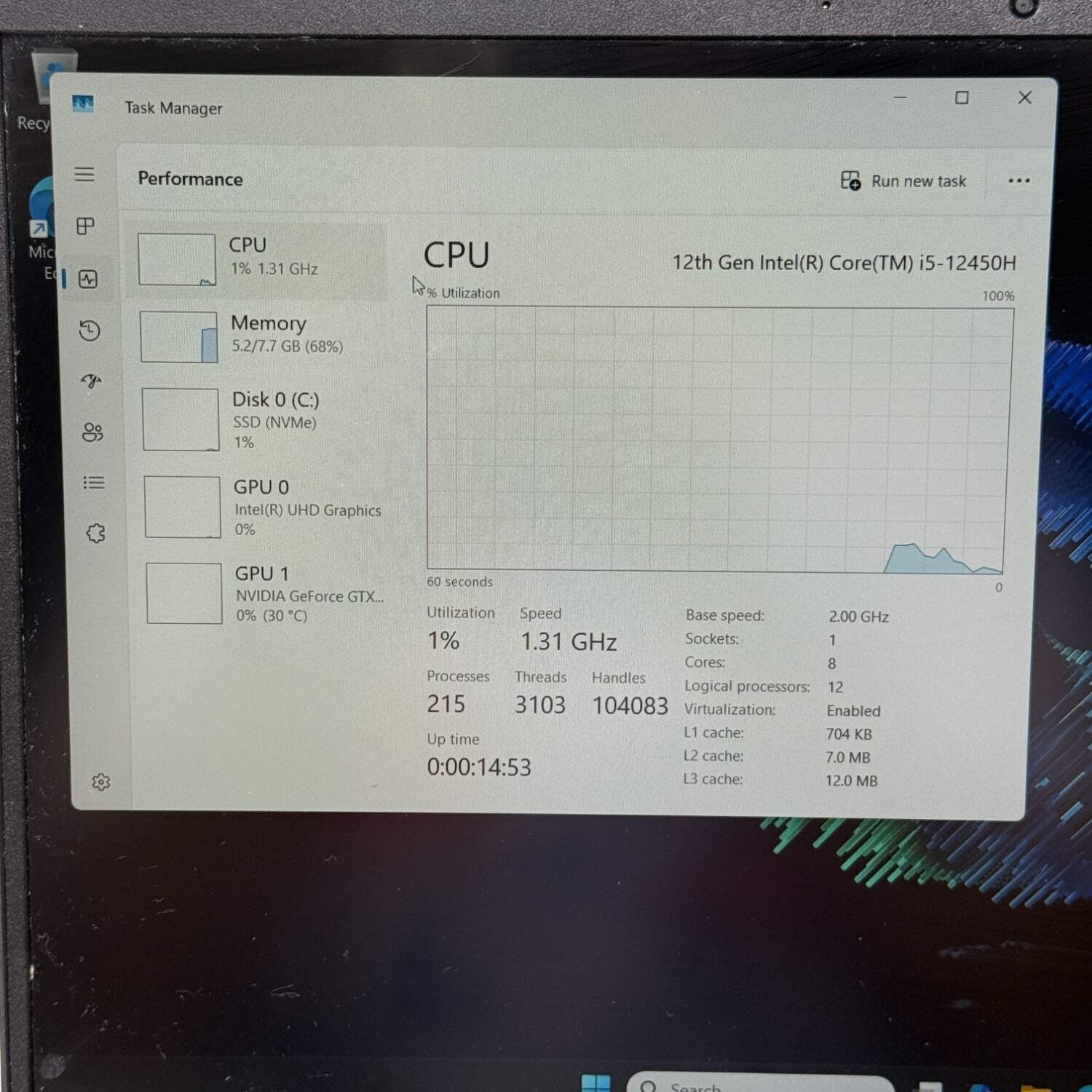 HP Victus UFBVK001 15.6″ i5-12450H 2.0GHz 8GB RAM 512GB SSD GeForce GTX 1650