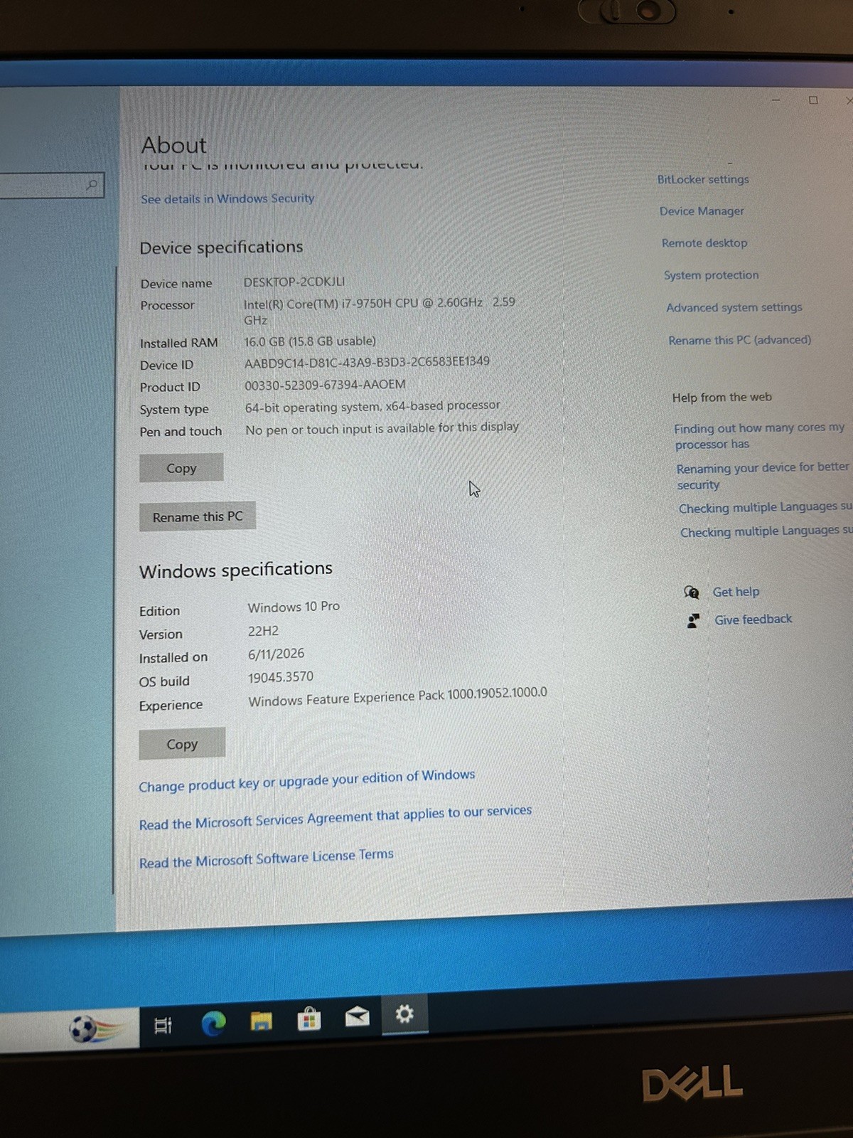 Dell Precision 7740 Laptop Intel Core i7-9750H @ 2.60 GHz 16GB 240W charger
