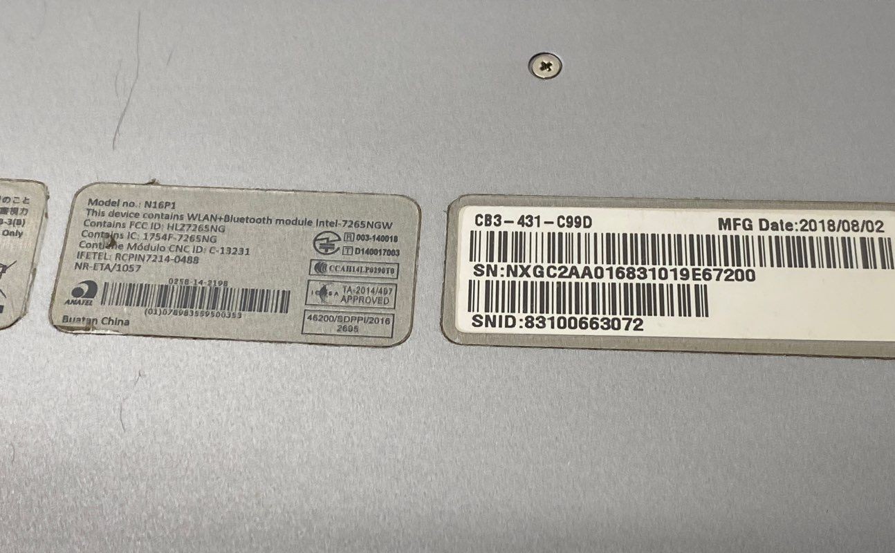 Acer Chromebook 14 CB3-431 14″ Silver Laptop Chrome OS All Metal Chassis