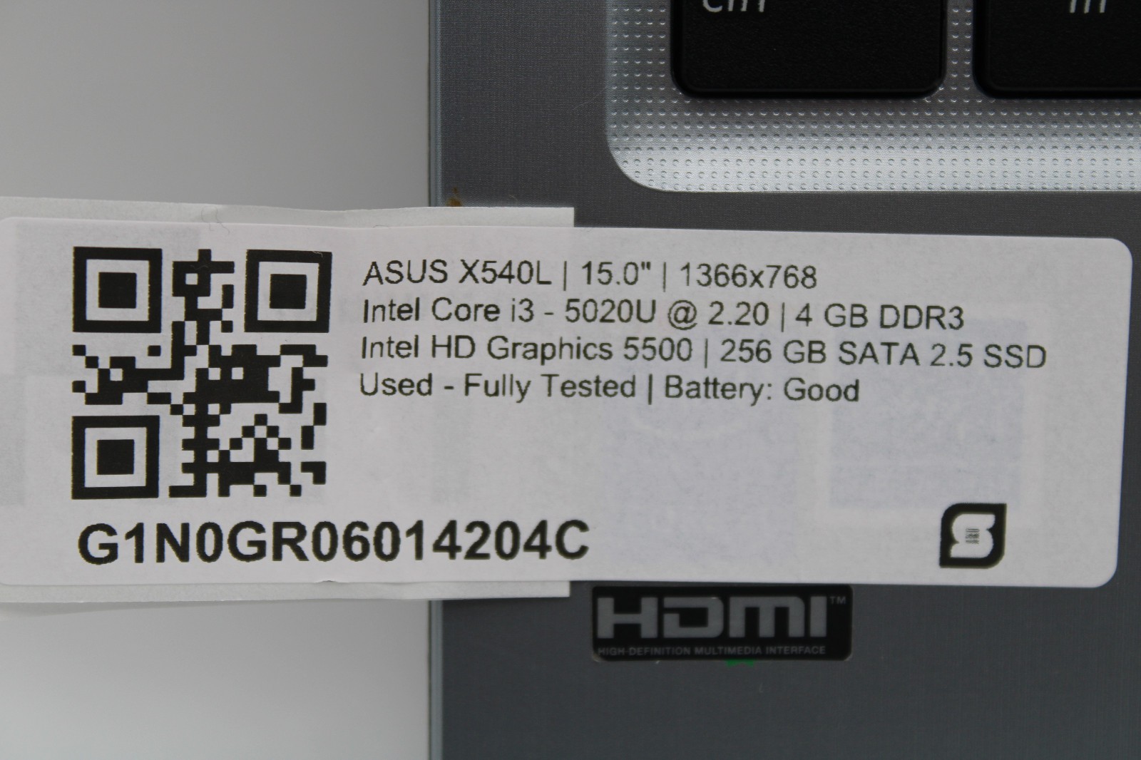 ASUS X540L _ i3-5020U @ 2.2 _ 4GB RAM _ 256GB SSD _ No OS _ w/ AC