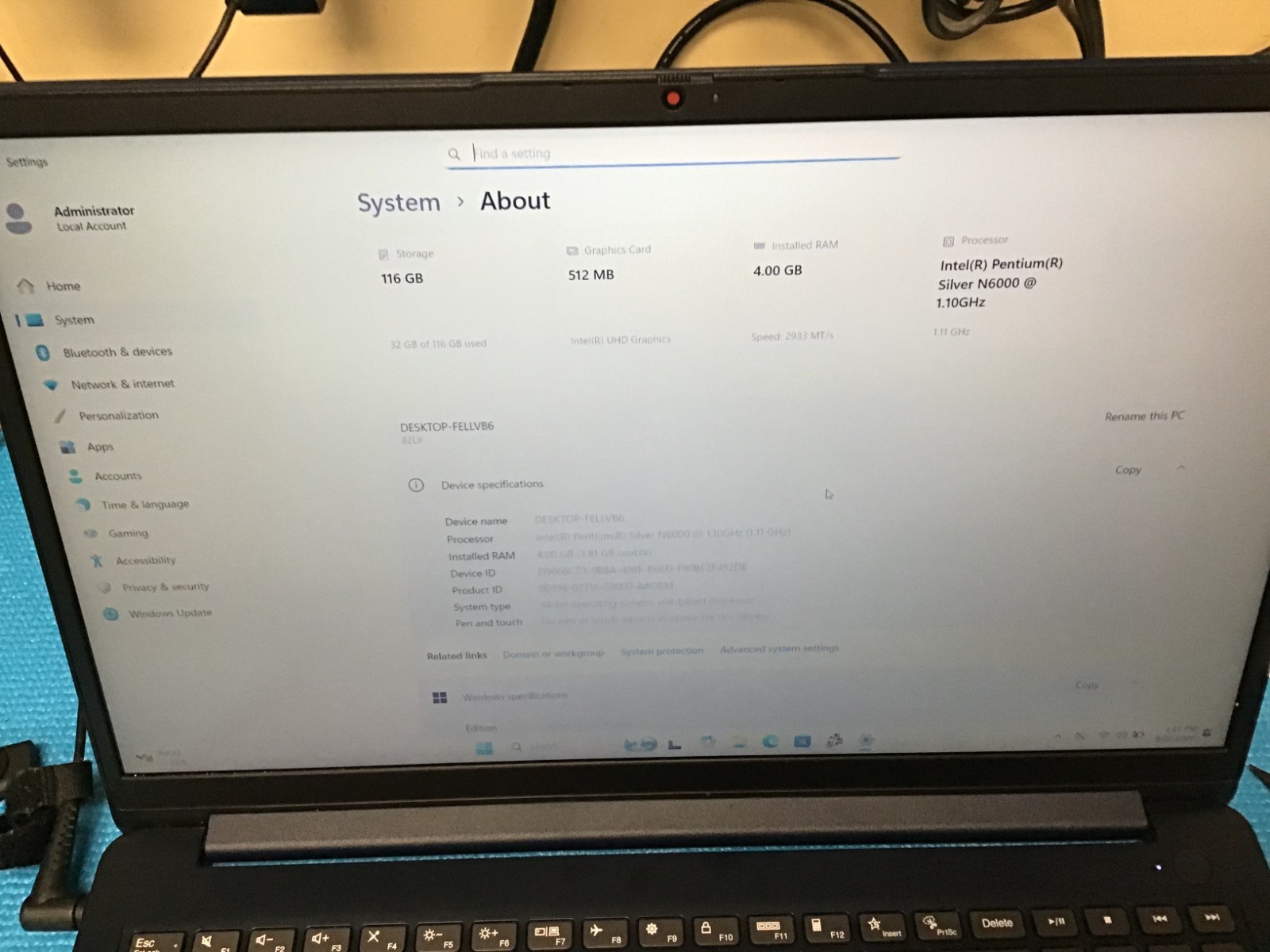 Lenovo IdeaPad 1 15IJL7 15″ Intel Pentium 4GB RAM 128GB Windows 11