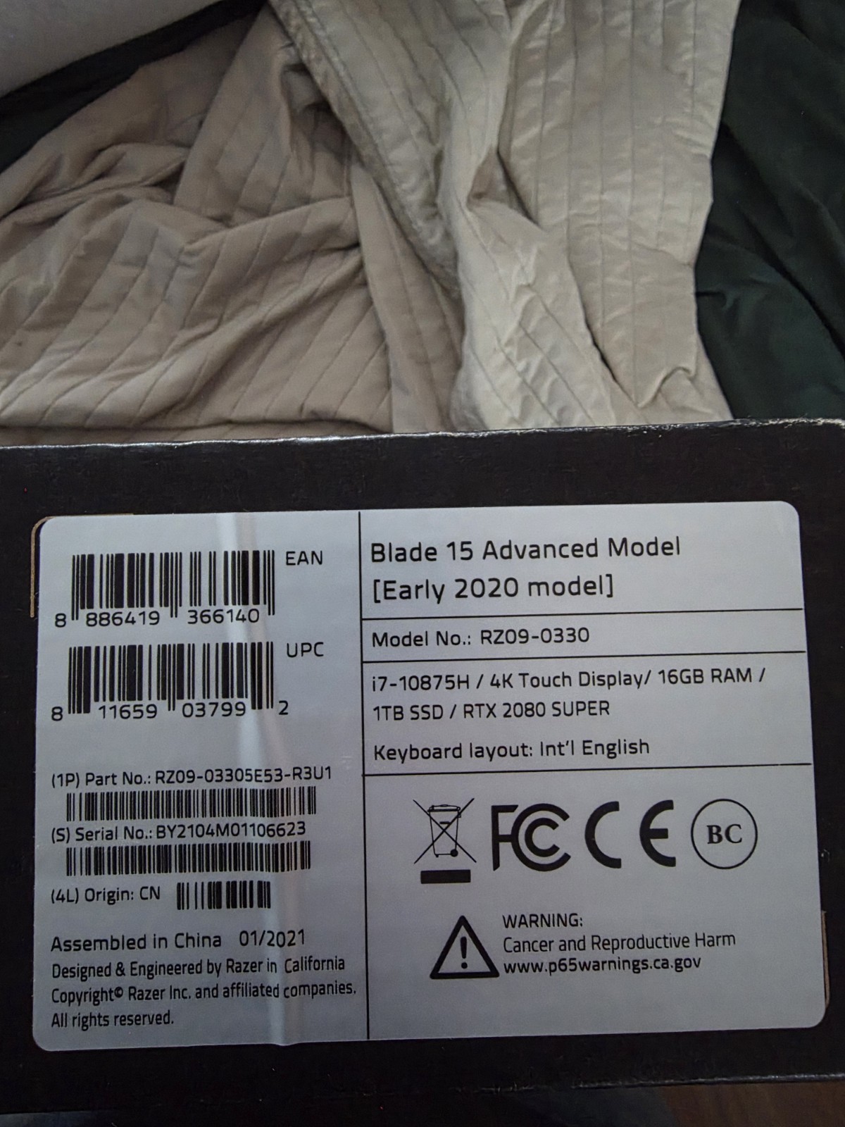 RAZER Blade 15 Advanced upgraded to 64GB RAM 1TB SSD RZ09-0330