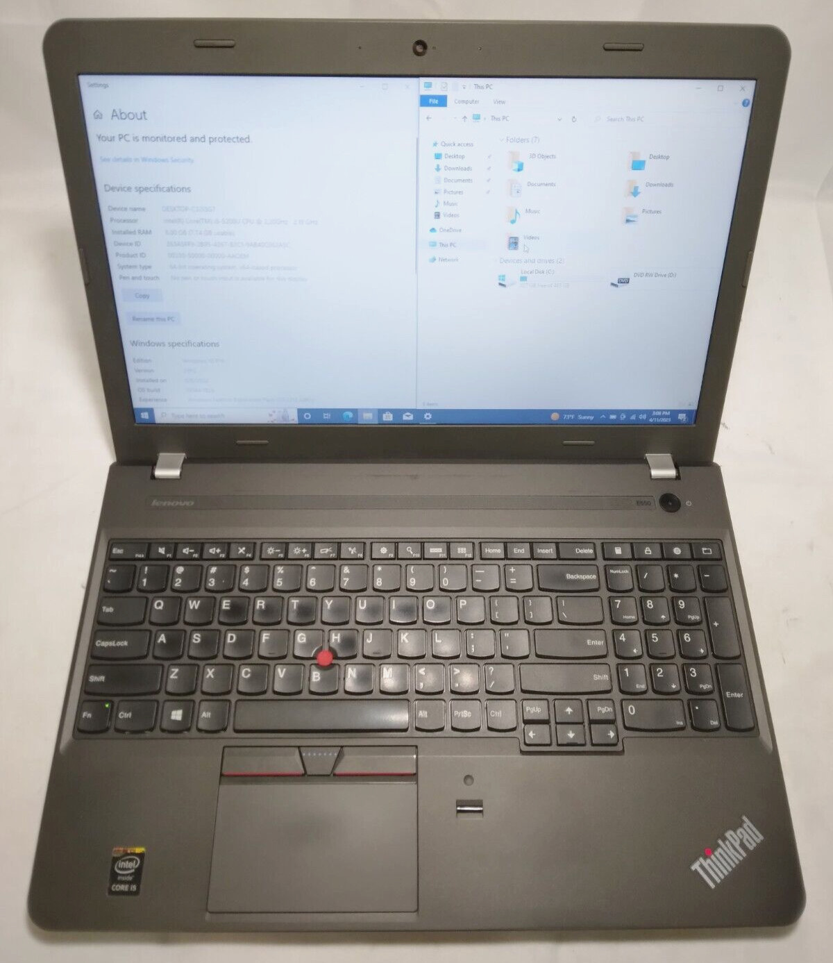 Lenovo ThinkPad E550 Intel Core i5 5200U 2.2GHz 4GB RAM 250GB HDD Windows 10 Pro