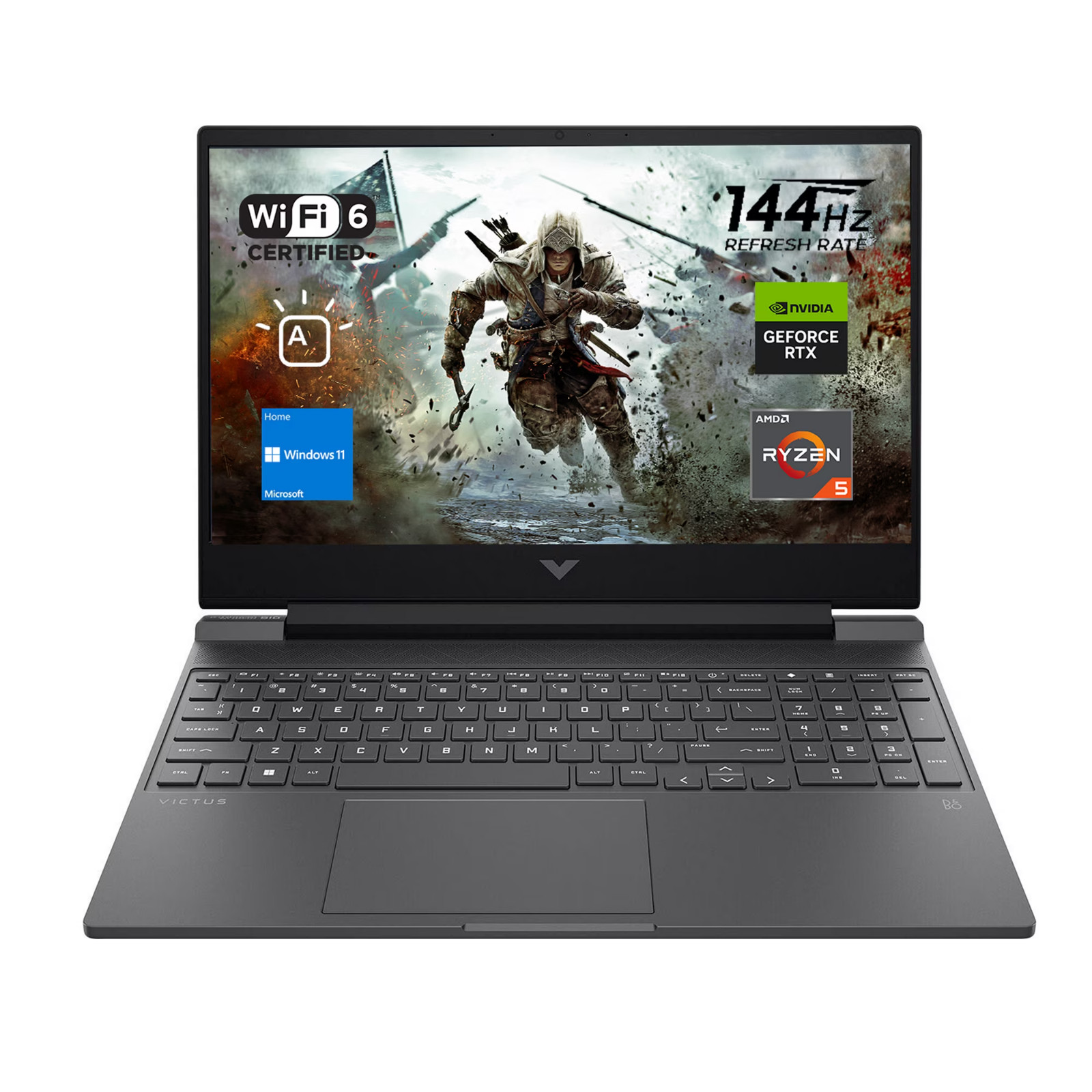 HP Victus 15 Gaming Laptop, 15.6″ FHD 144Hz Display, AMD Ryzen 5 7535HS, 16GB