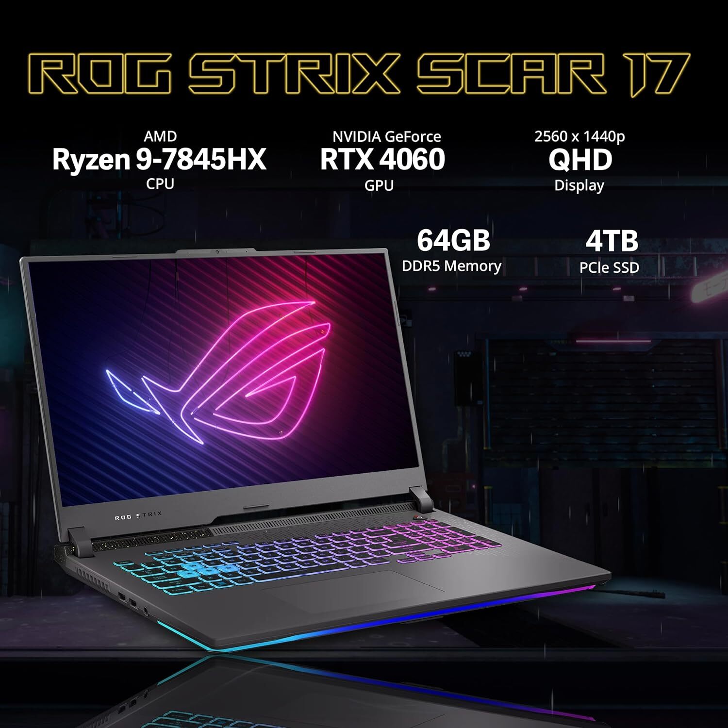 Asus ROG Strix G17 17.3 QHD Gaming Laptop AMD Ryzen 9 Geforce 64GB 4TB Win 11