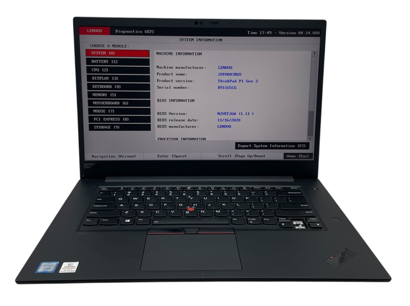 LENOVO THINKPAD P1 GEN 3 XEON W-10855m 2.80GHz 32GB RAM 512GB SSD–GRADE D