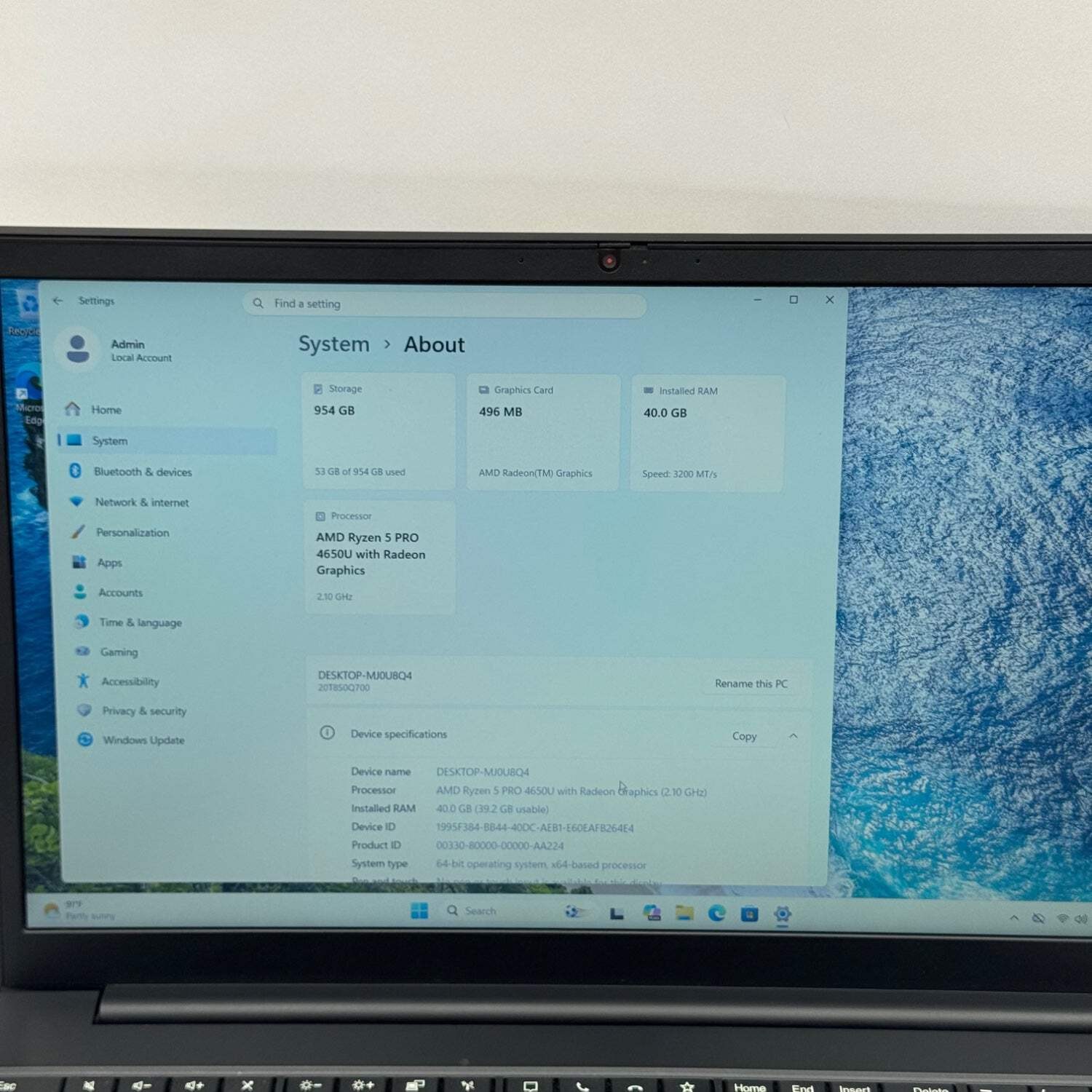 Lenovo ThinkPad E15 Gen 2 20T8S0Q700 15.6″ Ryzen 5 Pro 4650U 40GB RAM 1TB SSD
