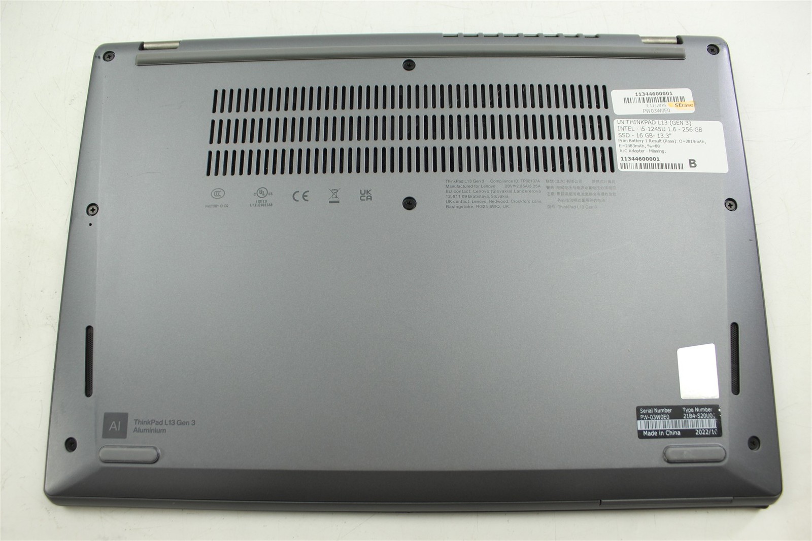 Lenovo ThinkPad L13 Gen 3 13.3″ i5-1245U 1.6GHz 256GB SSD 16GB RAM W11P