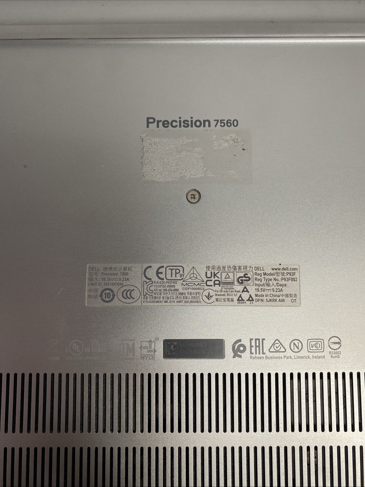 Dell Precision 7560 15.6″ FHD i9 11950H 32GB Ram 1TB NVMe SSD nVidia RTX A2000