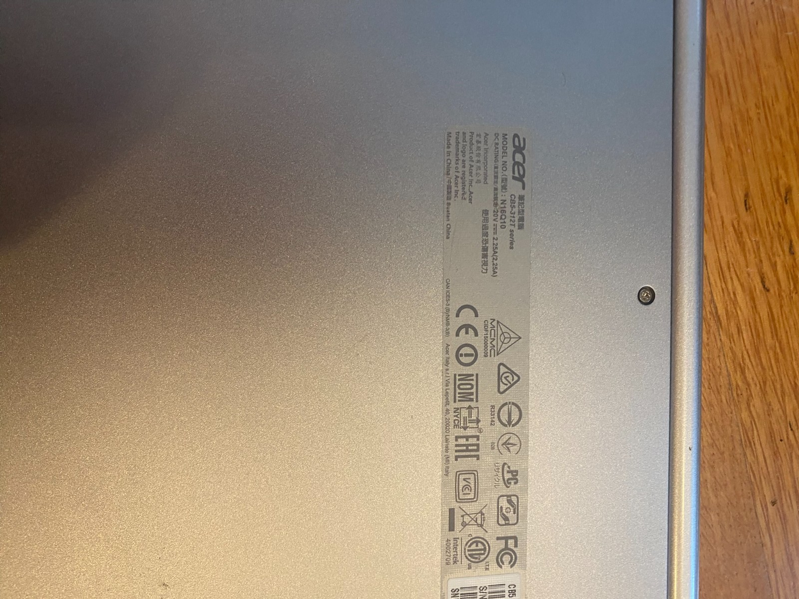 acer laptop chromebook N16Q10 cb5-312T 1