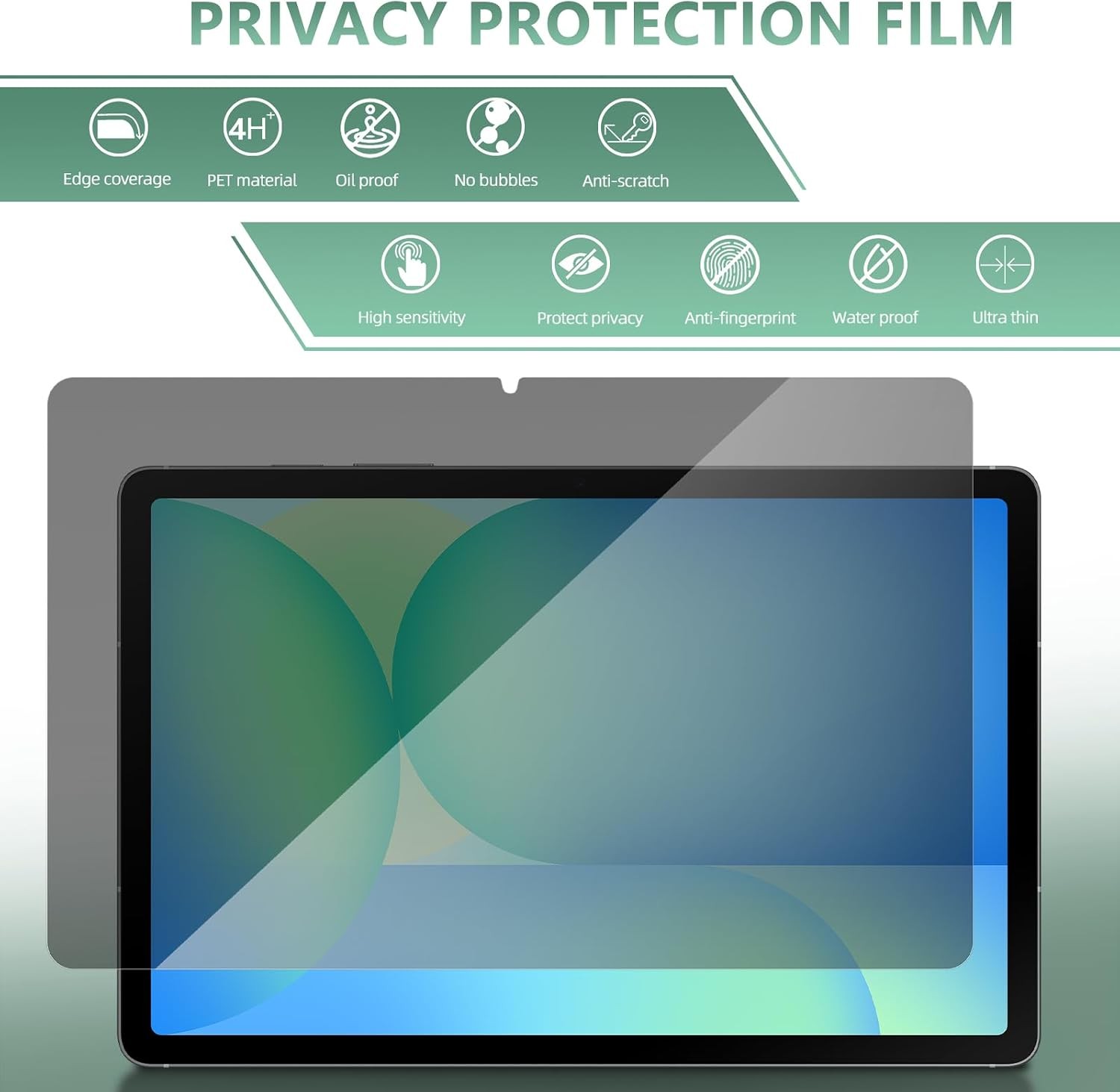 10.9“ Privacy Screen Protector for Samsung Galaxy Tab S10 FE/S7/S8, Anti Blue Li