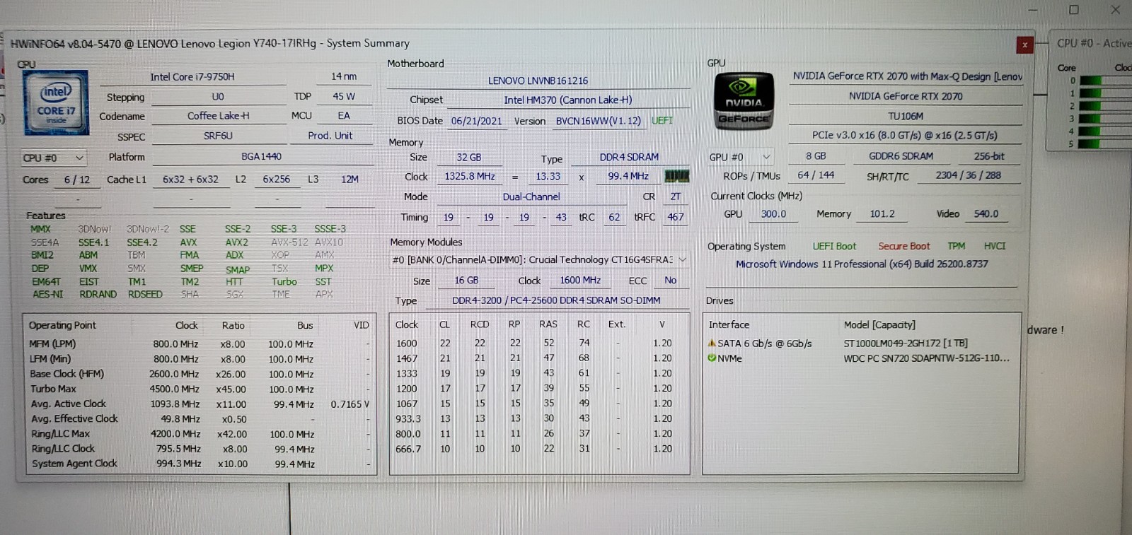 Lenovo Legion Y740-17IRHg 81UJ Laptop i7-9th Gen 32GB RAM 512GB SSD RTX 2070